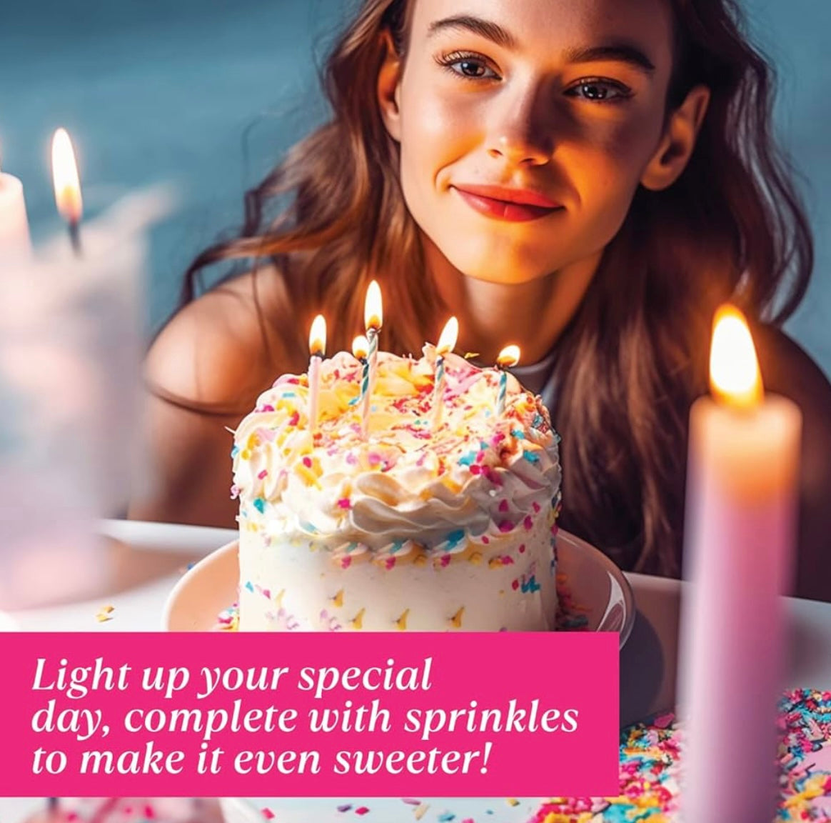 Happy Birthday Buttercream Sprinkles Cake Candle