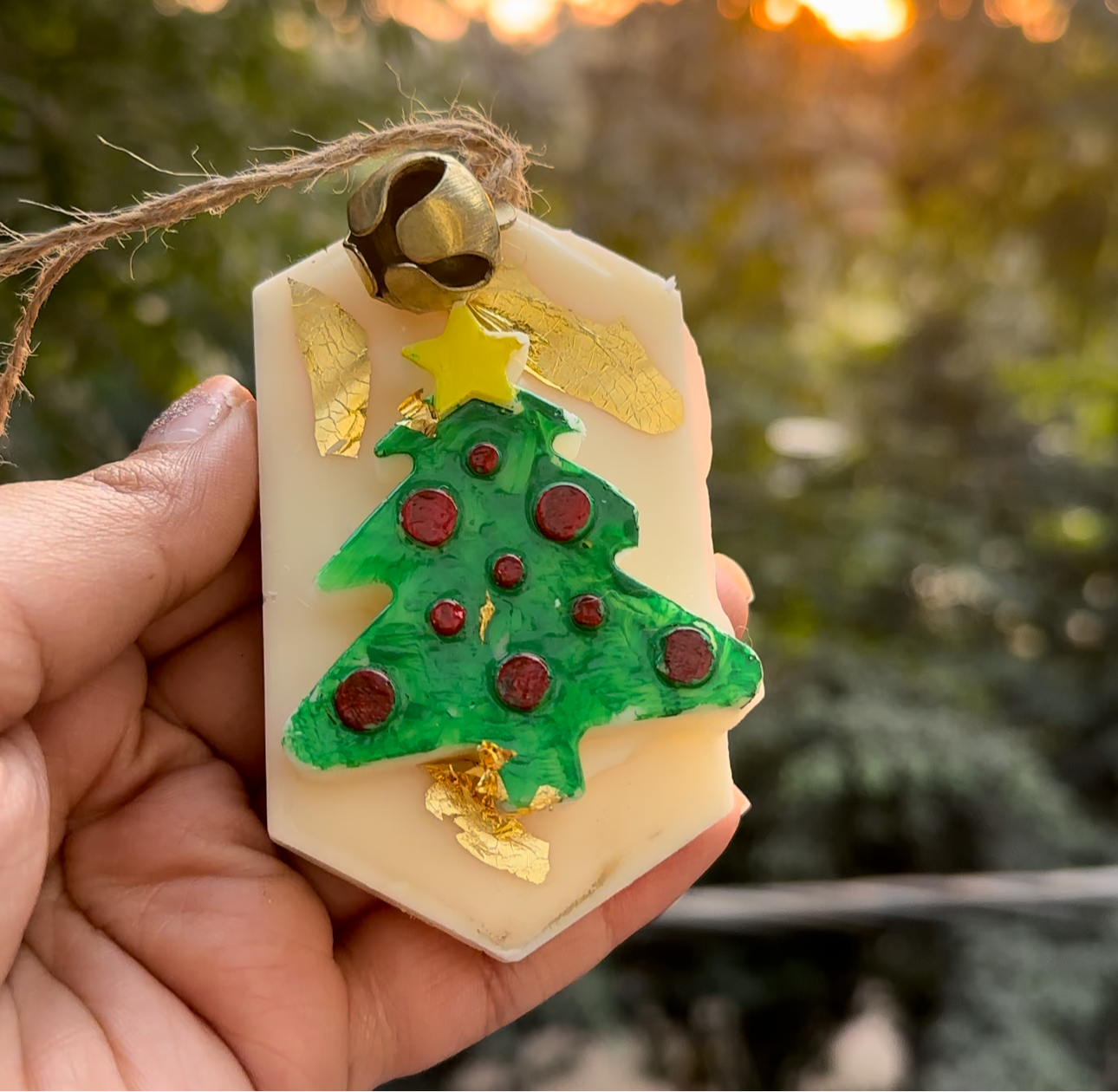 Christmas Themed Handpainted Fragrance Wax Tablet with Attached Bell (Any 1)