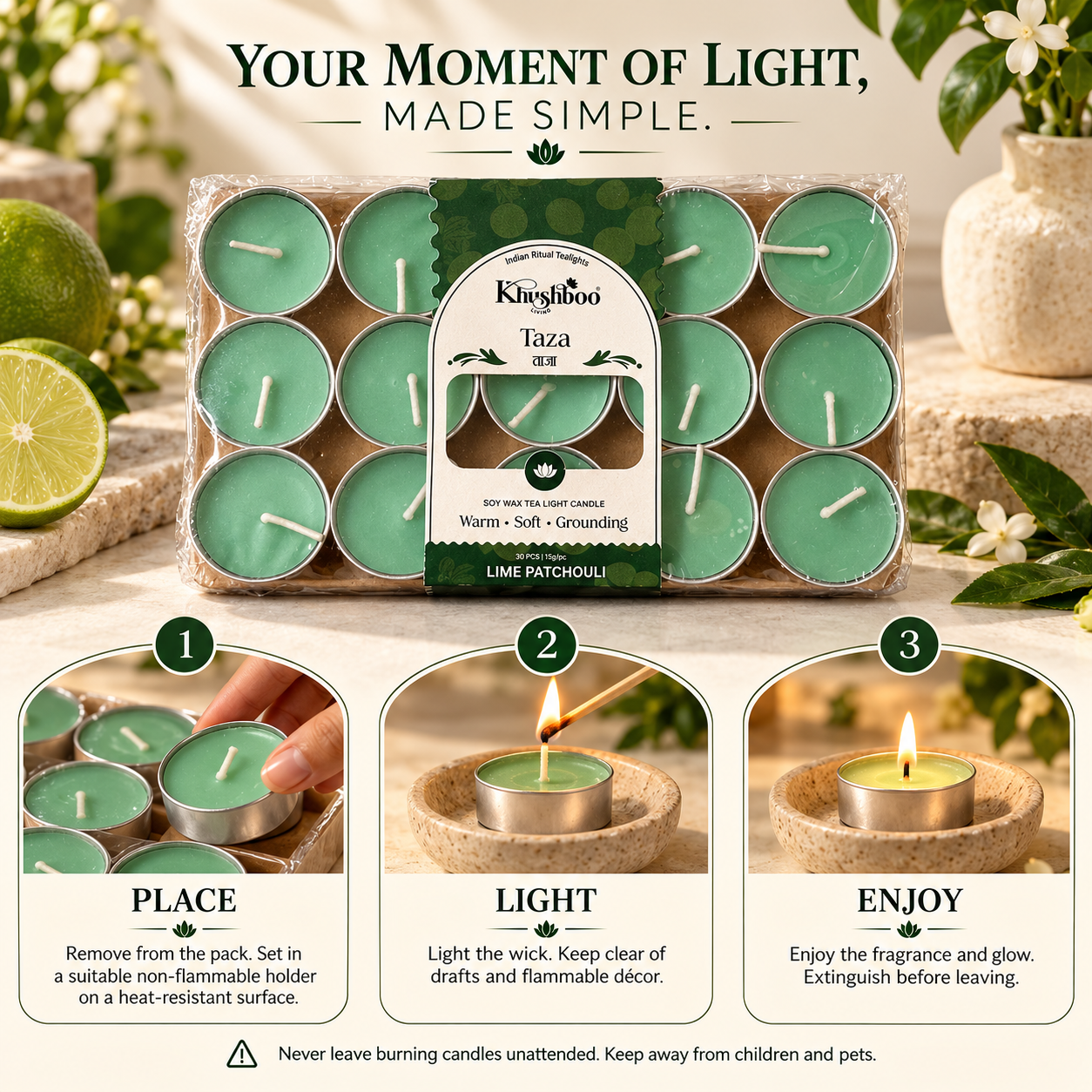Scented Tealight Set of 30 | Luxury mini candles for home decor