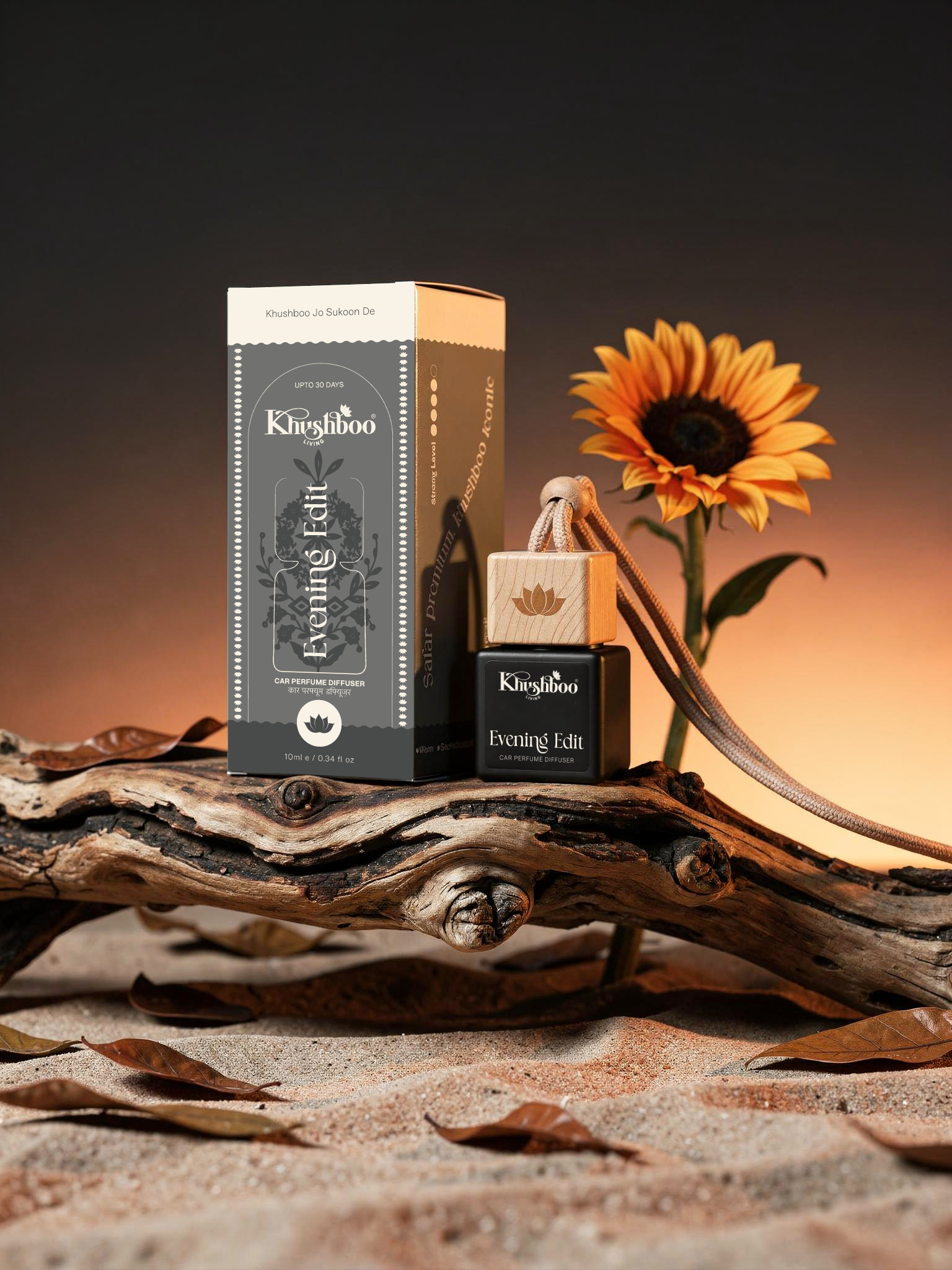 Evening Edit Luxury Car Perfume 10ml | 100% Pure Essential Oil Based Long Lasting Car Air Freshener | Premium Hanging Car Freshener for Interior, Dashboard & Car Accessories