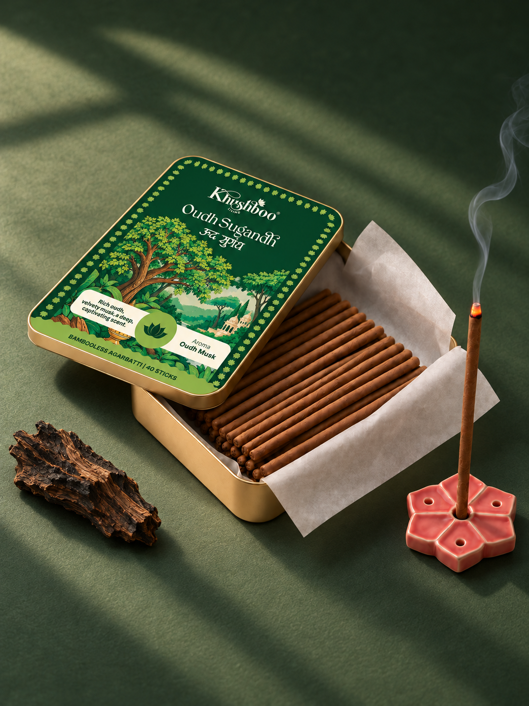 Oudh Sugandh Bambooless Incense Sticks | Oudh Musk | 40 Sticks | Panchagavya & Marigold