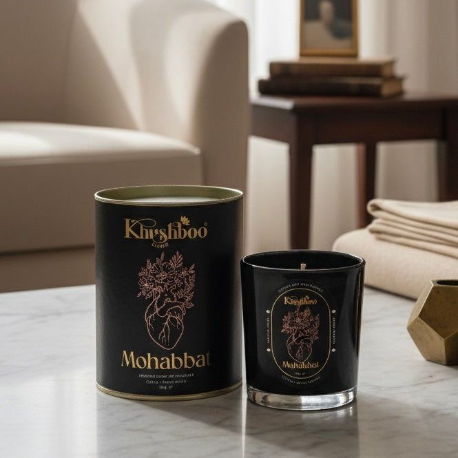 Mohabbat – Handmade Luxury Soy Wax Candle | Coffee & Sweet Vanilla | Ruhani Roshni Collection
