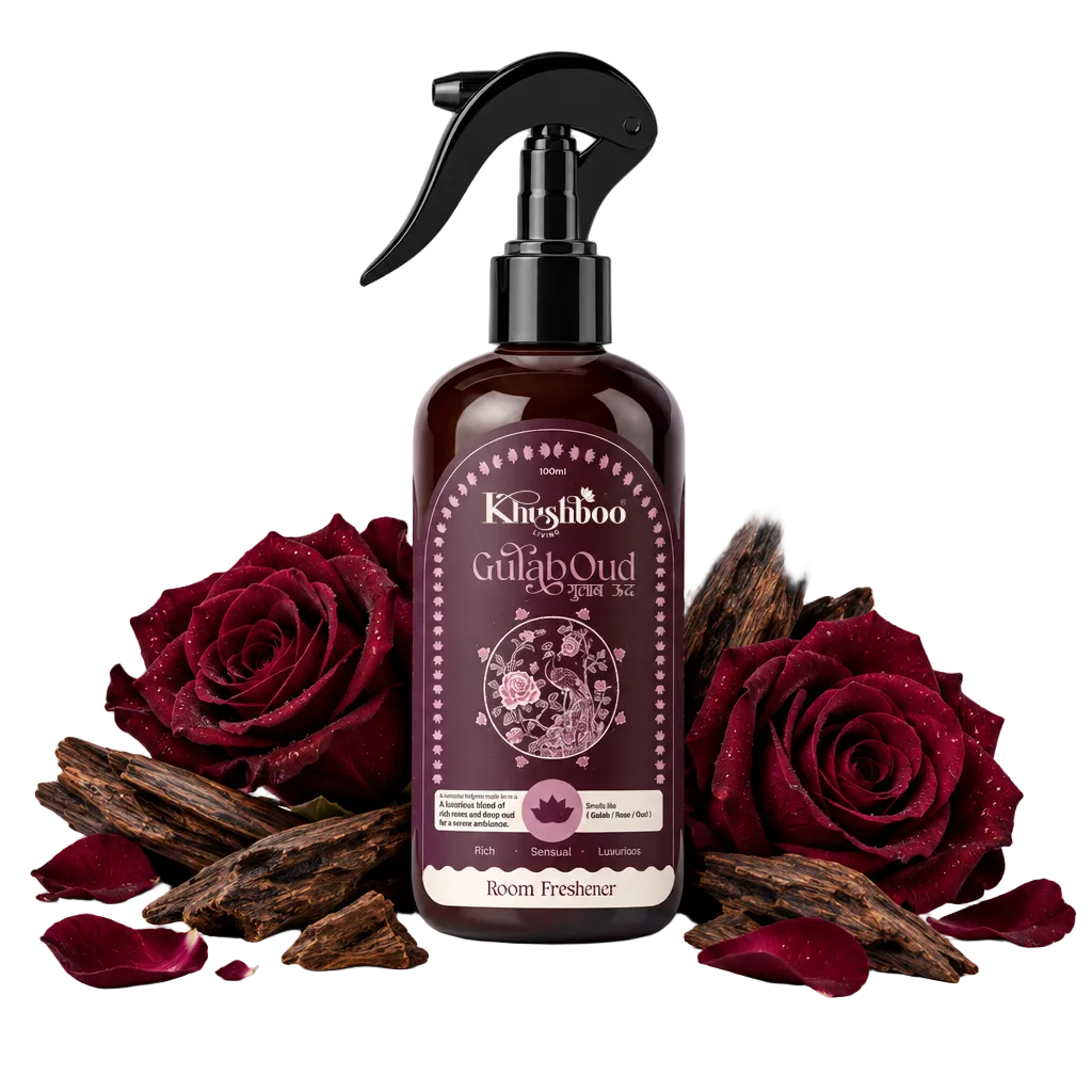 Khushboo Living Gulab Oud Luxury Room Freshener Spray 100ml bottle