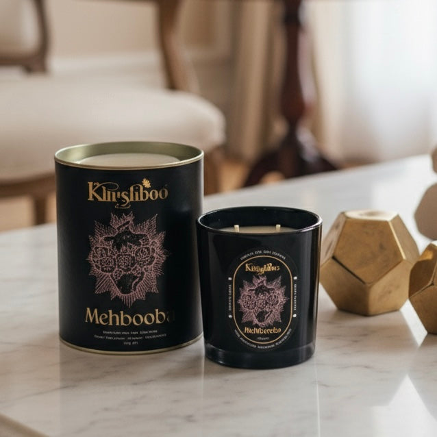 Mehbooba – Handmade Luxury Soy Wax Candle | Rose, Bergamot, Orange & Sandalwood | Ruhani Roshni Collection
