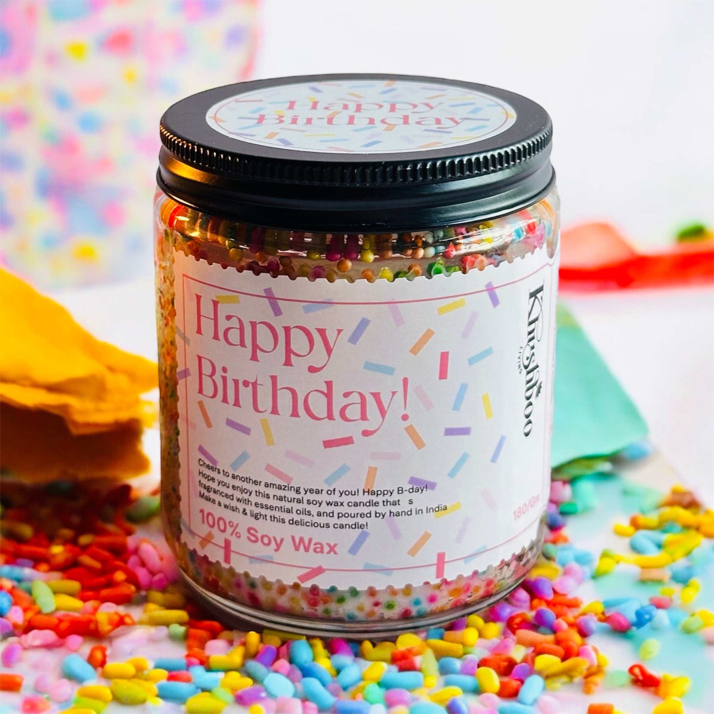 Happy Birthday Buttercream Sprinkles Cake Candle