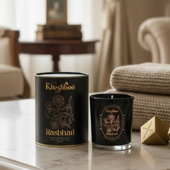 Rasbhari – Handmade Luxury Soy Wax Candle | Sweet Lychee, Rose & Lemon | Ruhani Roshni Collection