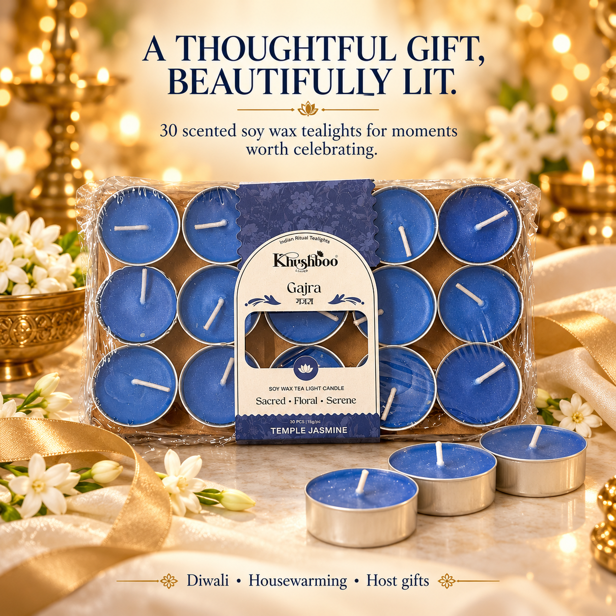 Scented Tealight Set of 30 | Luxury mini candles for home decor