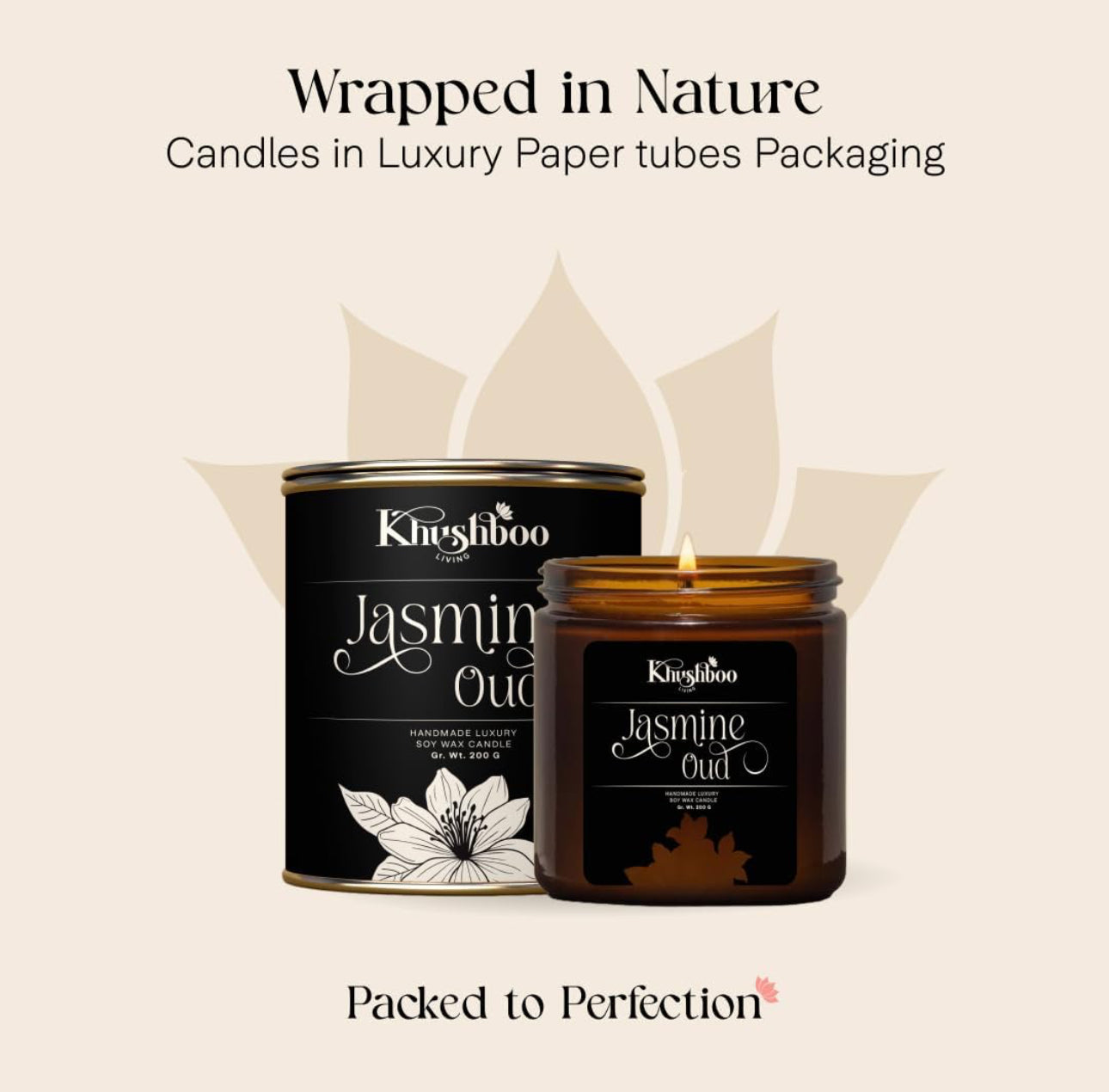 Premium Scented Soy Wax Candle 100gms - Jasmine Oud