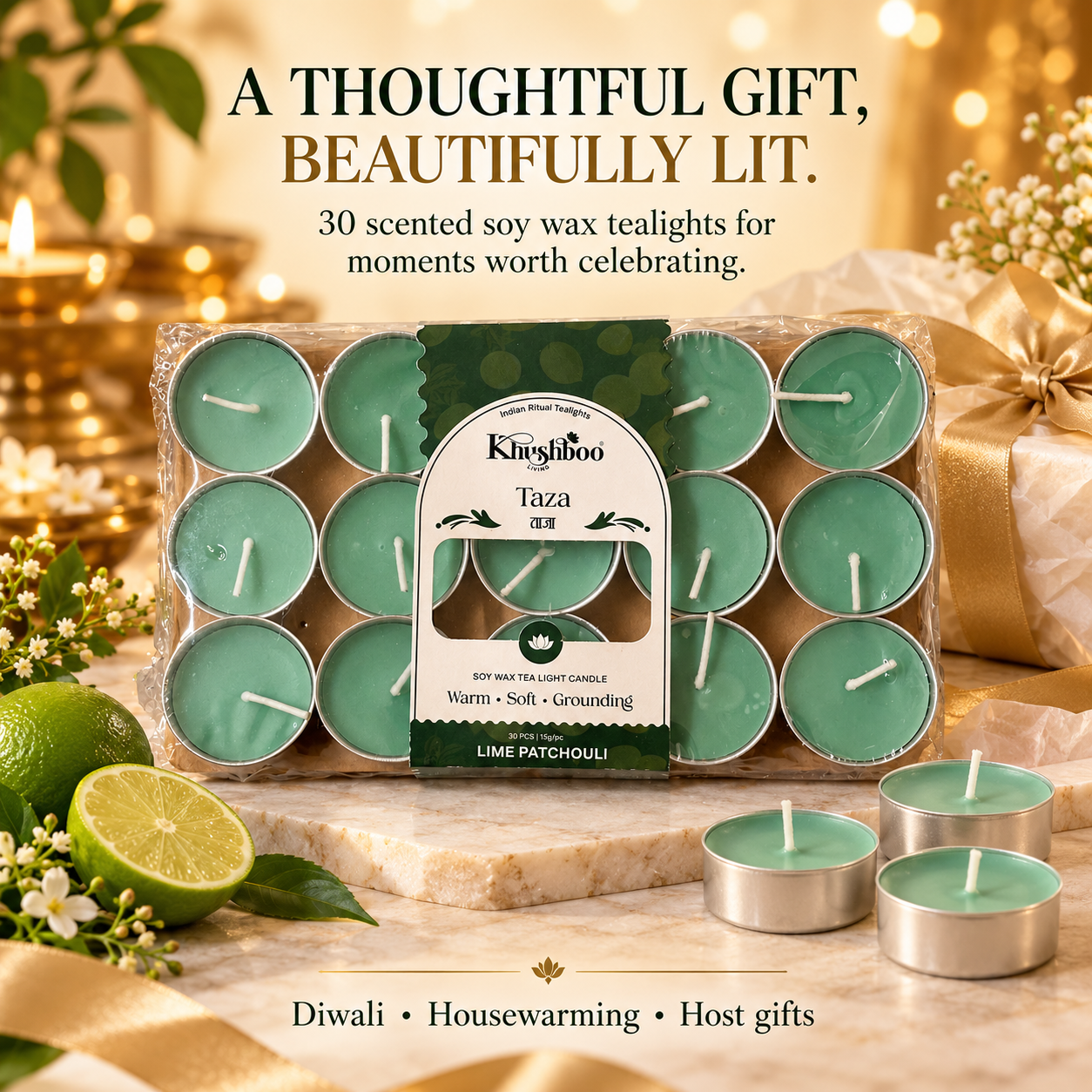 Scented Tealight Set of 30 | Luxury mini candles for home decor