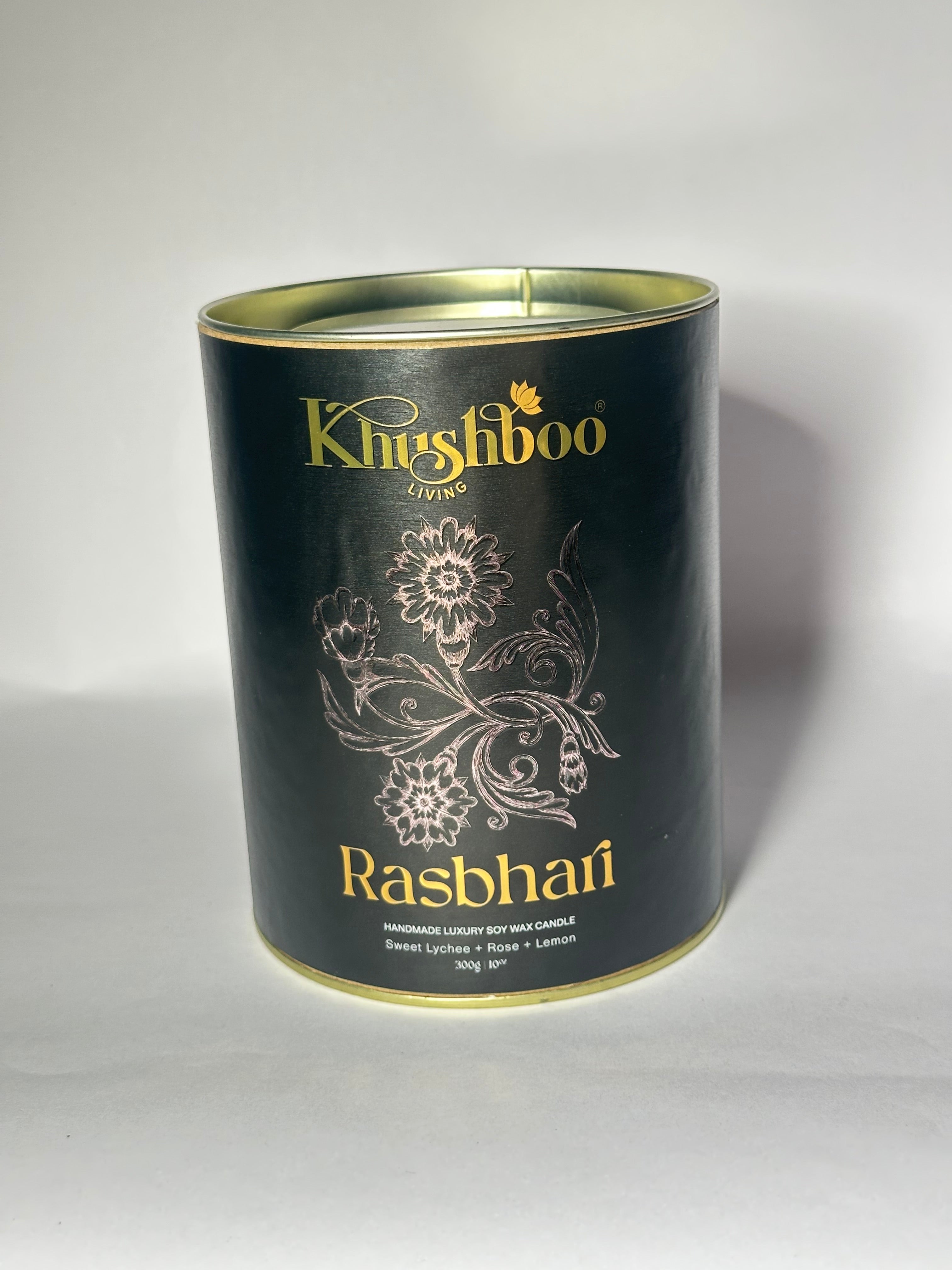 Rasbhari – Handmade Luxury Soy Wax Candle | Sweet Lychee, Rose & Lemon | Ruhani Roshni Collection