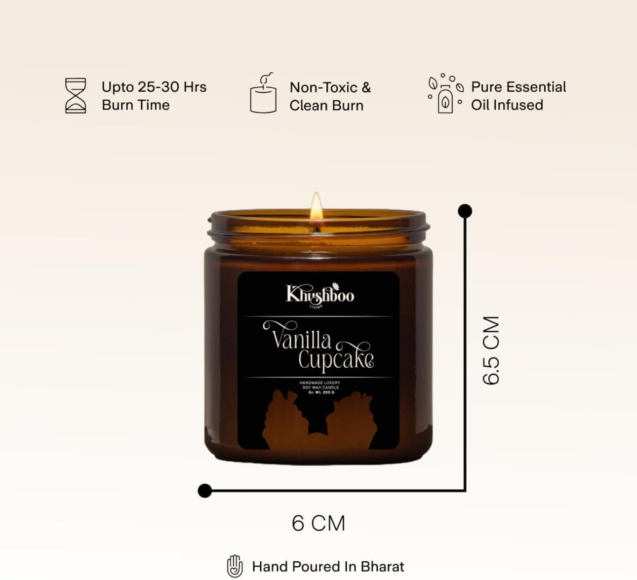 Premium Scented Soy Wax Candle 100gms - Vanilla Cupcake