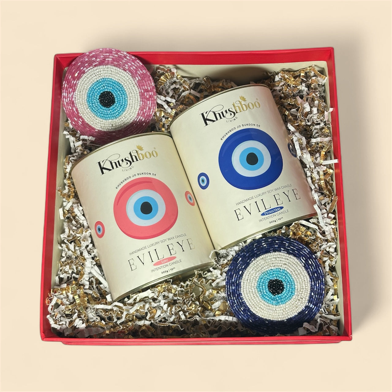 No Nazar Gifting Hamper | Khushboo Living (with handmade coasters)