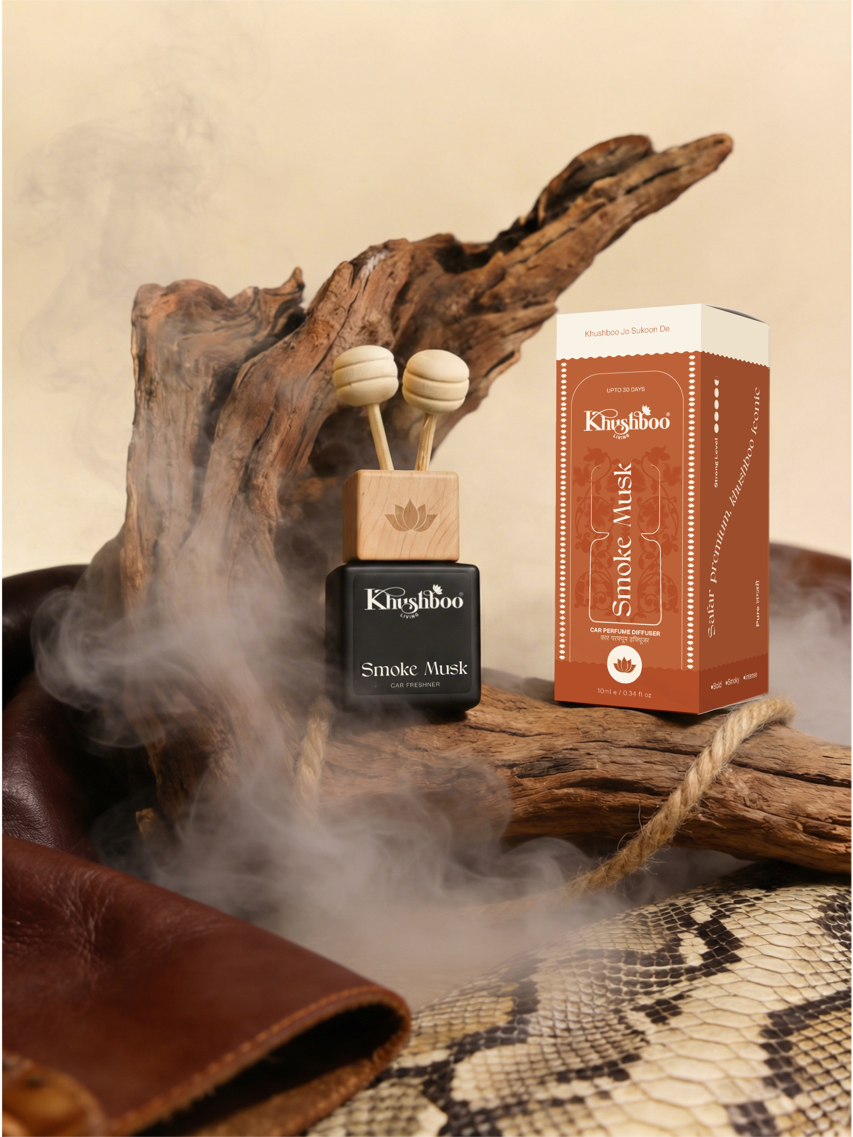 Smoke musk  Luxury Car Perfume 10ml | 100% Pure Essential Oil Based Long Lasting Car Air Freshener | Premium Hanging Car Freshener for Interior, Dashboard & Car Accessories