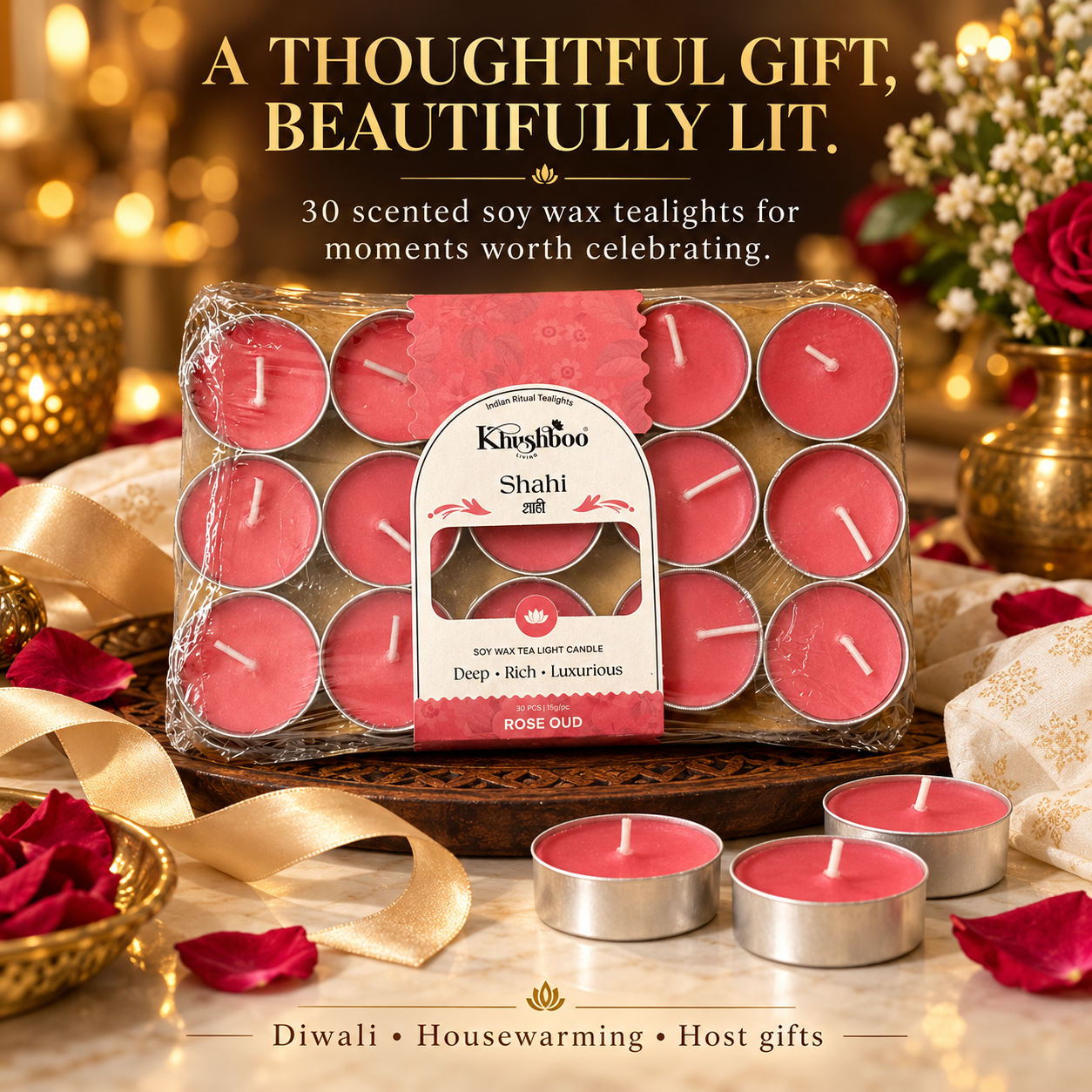 Scented Tealight Set of 30 | Luxury mini candles for home decor
