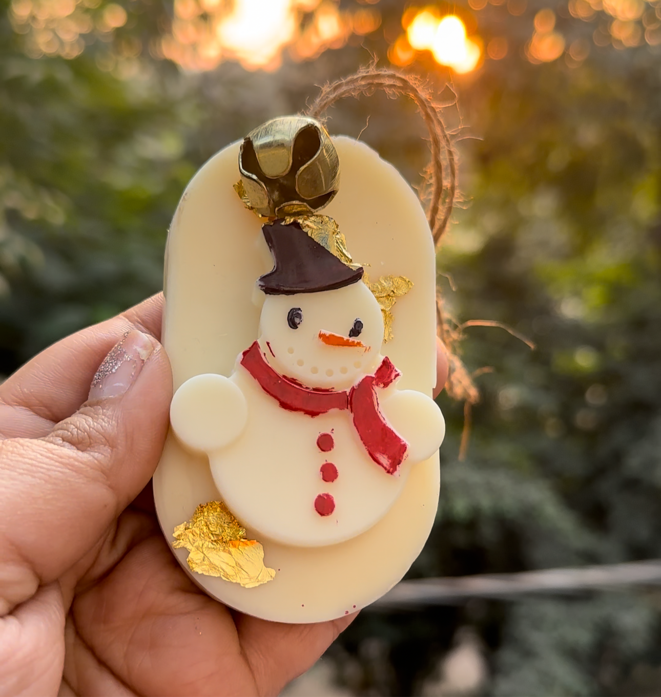 Christmas Themed Handpainted Fragrance Wax Tablet with Attached Bell (Any 1)