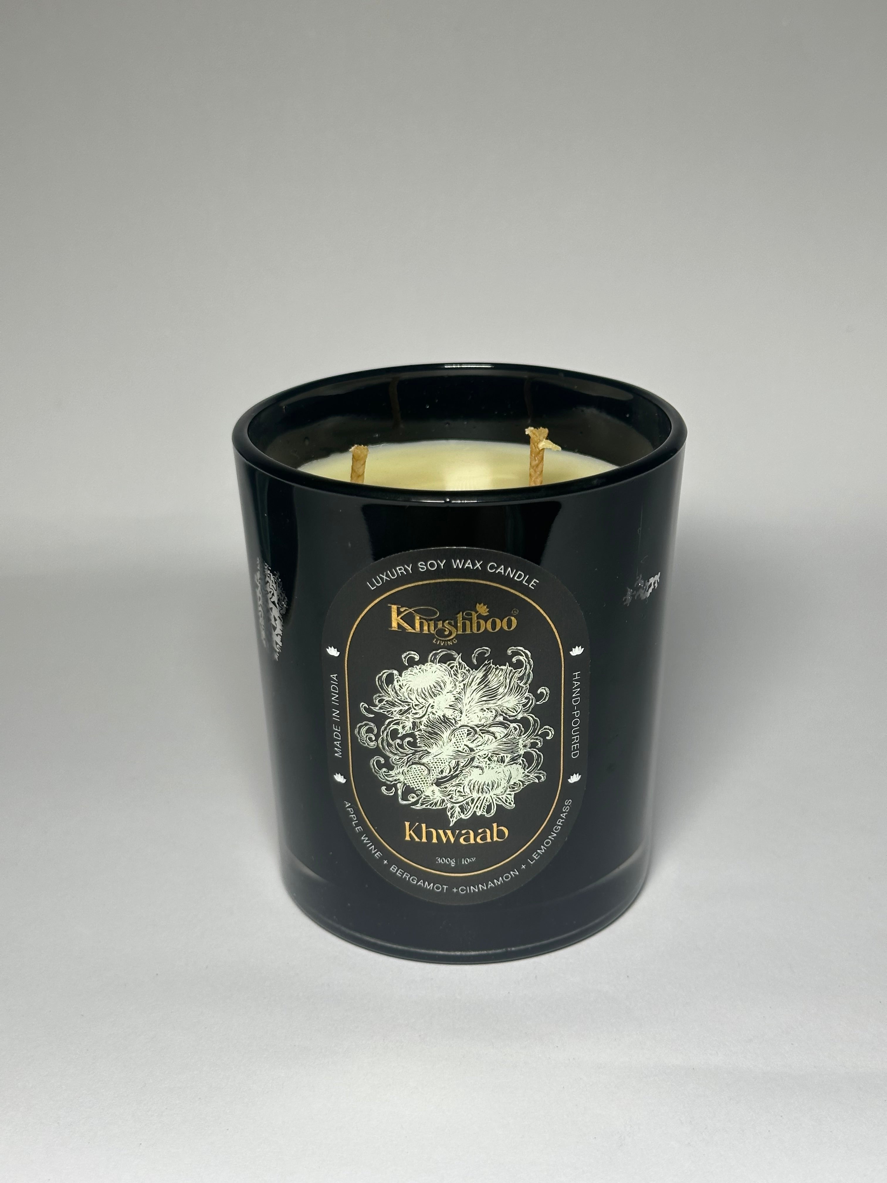 Khwaab – Handmade Luxury Soy Wax Candle | Apple Wine, Bergamot, Cinnamon & Lemongrass | Ruhani Roshni Collection