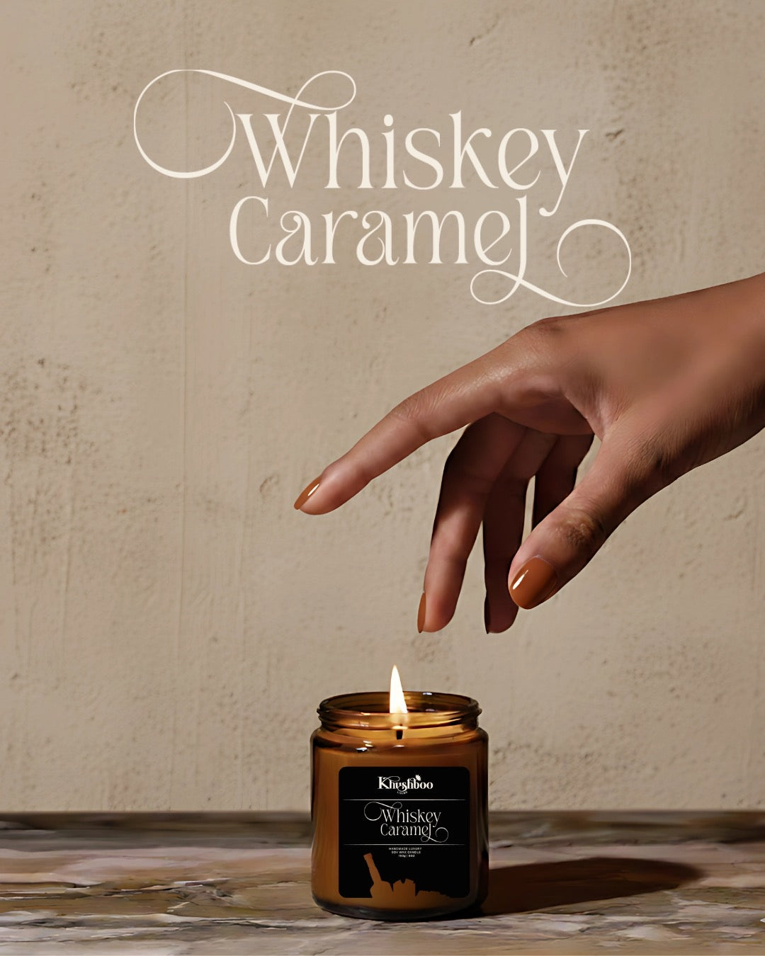Premium Scented Soy Wax Candle 100gms - Whiskey Caramel