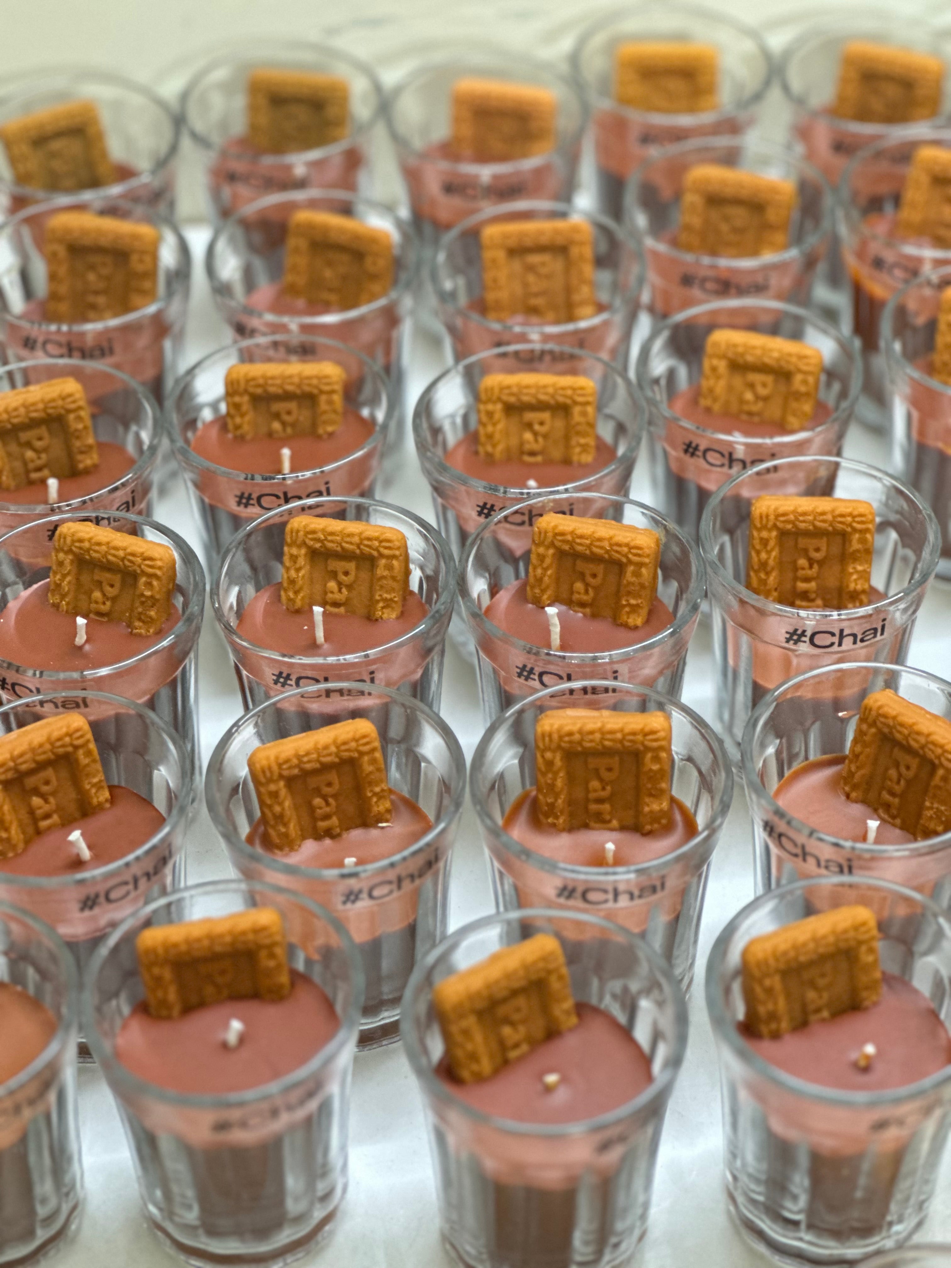 ParleG Chai Biscuit Scented Candle with ParleG inspired packaging