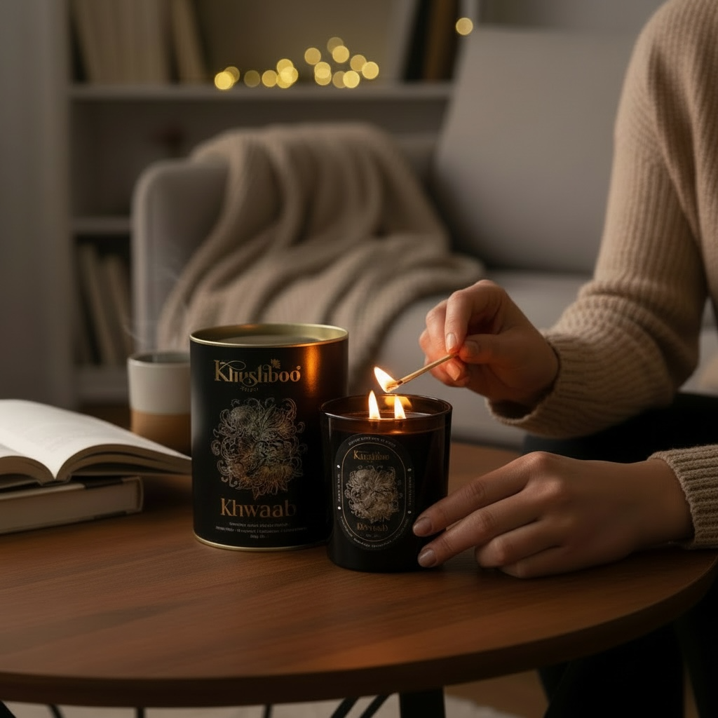 Khwaab – Handmade Luxury Soy Wax Candle | Apple Wine, Bergamot, Cinnamon & Lemongrass | Ruhani Roshni Collection