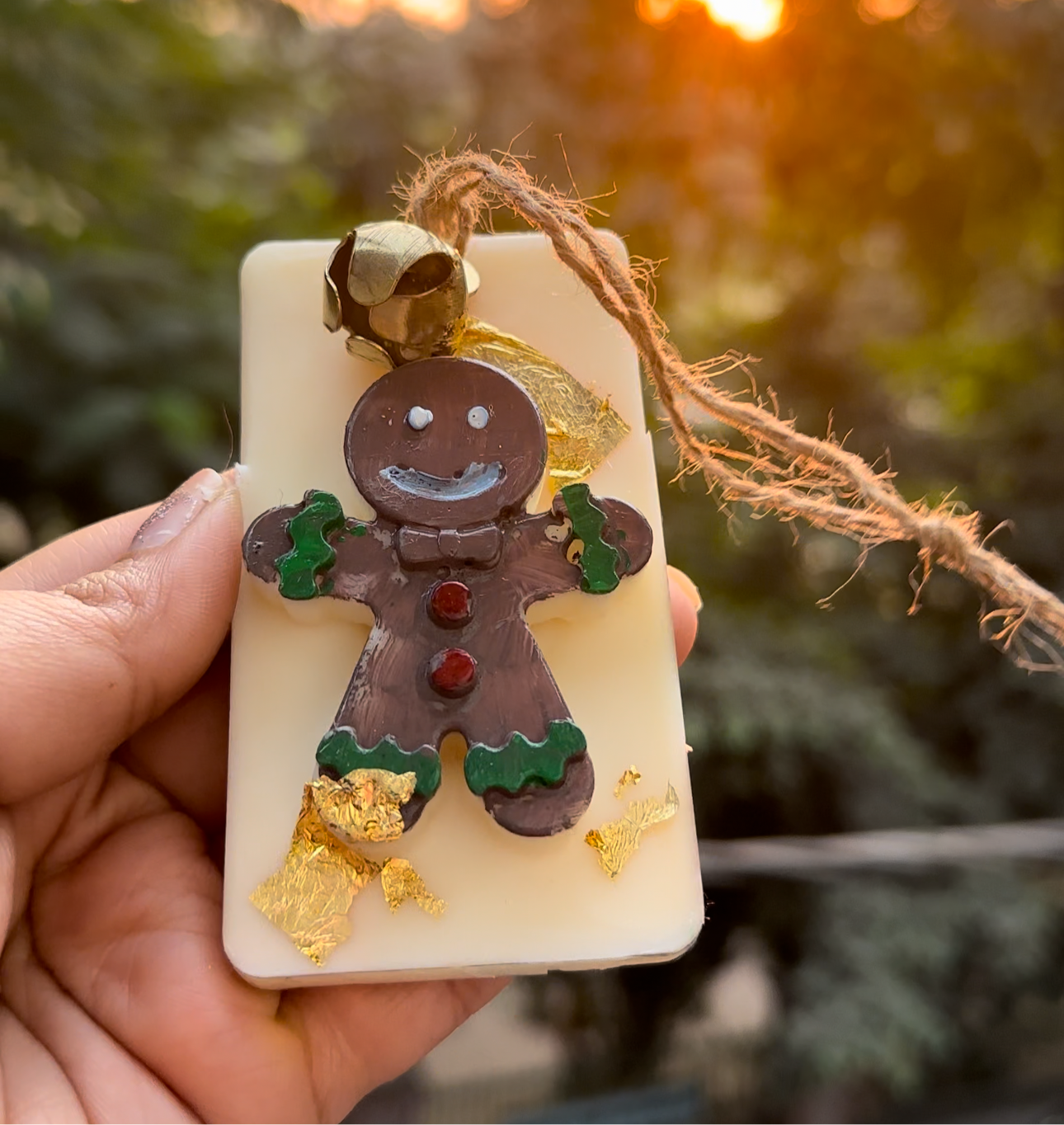 Christmas Themed Handpainted Fragrance Wax Tablet with Attached Bell (Any 1)