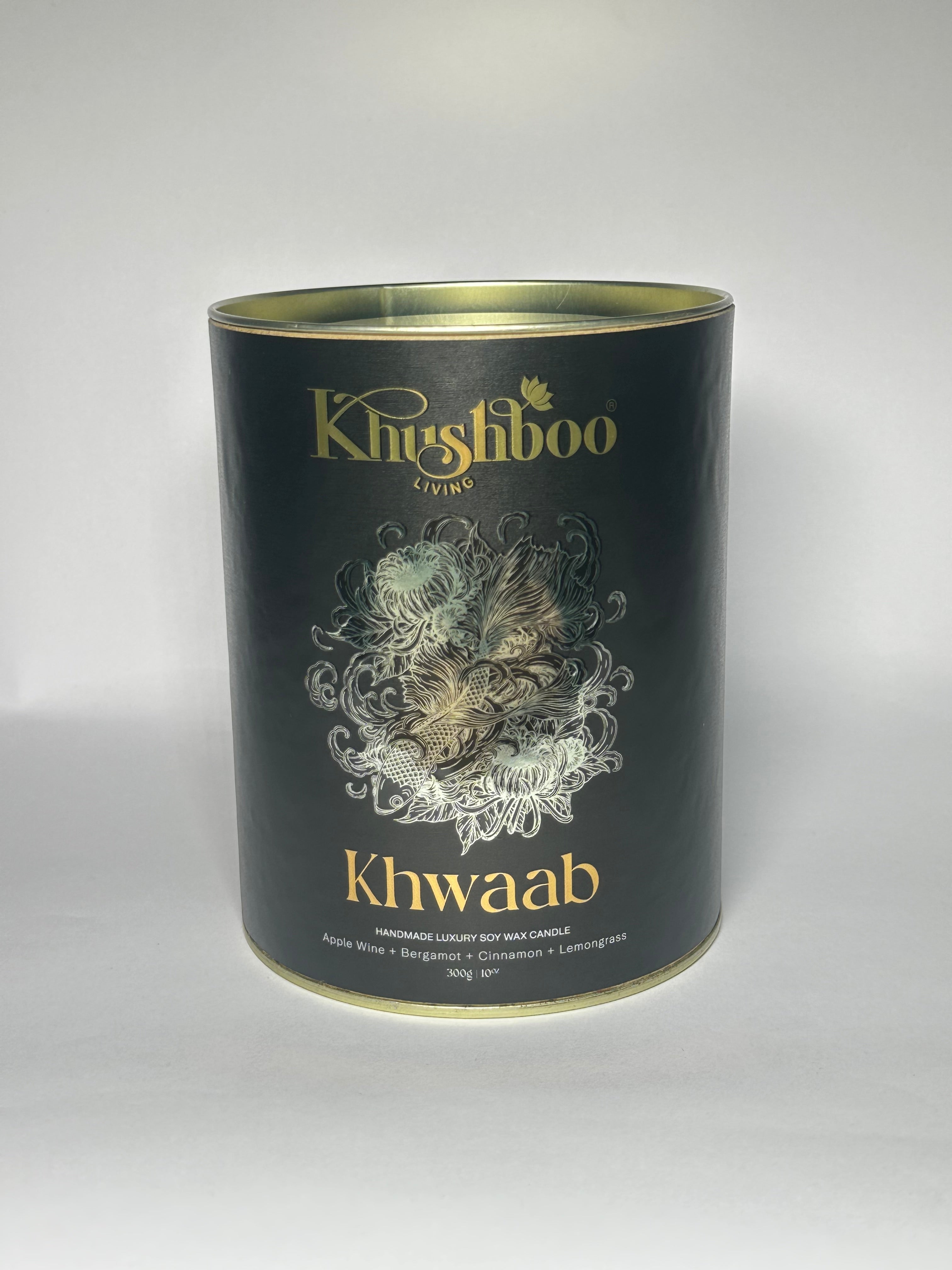 Khwaab – Handmade Luxury Soy Wax Candle | Apple Wine, Bergamot, Cinnamon & Lemongrass | Ruhani Roshni Collection