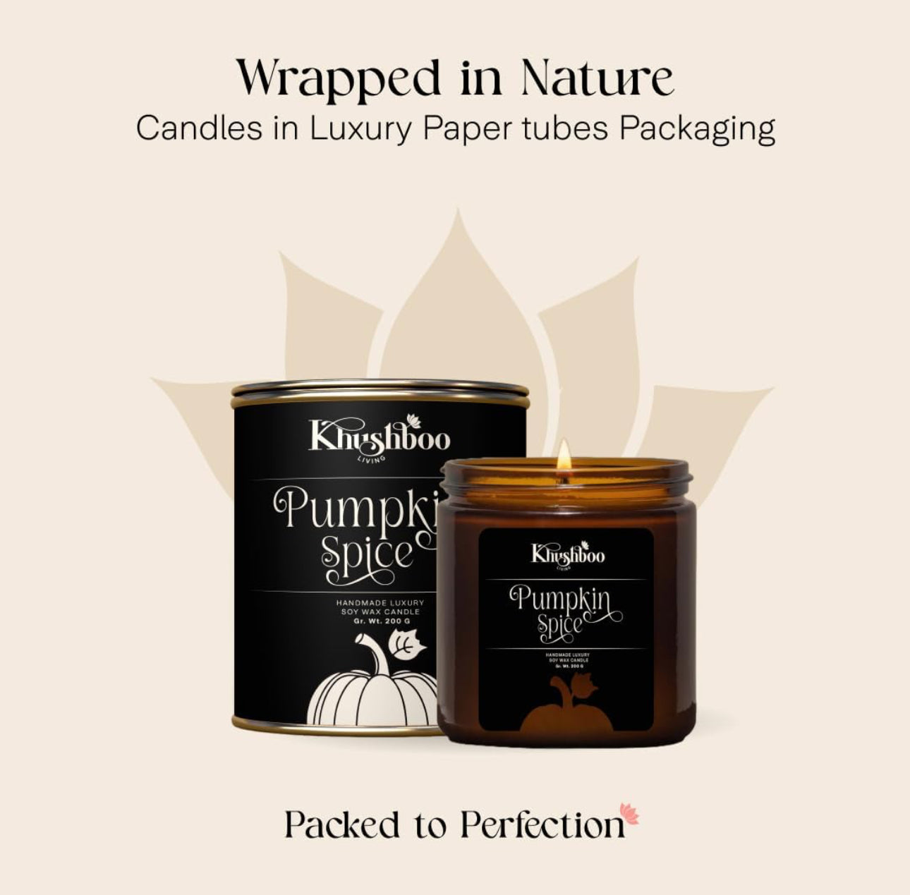 Premium Scented Soy Wax Candle 100gms - Pumpkin Spice