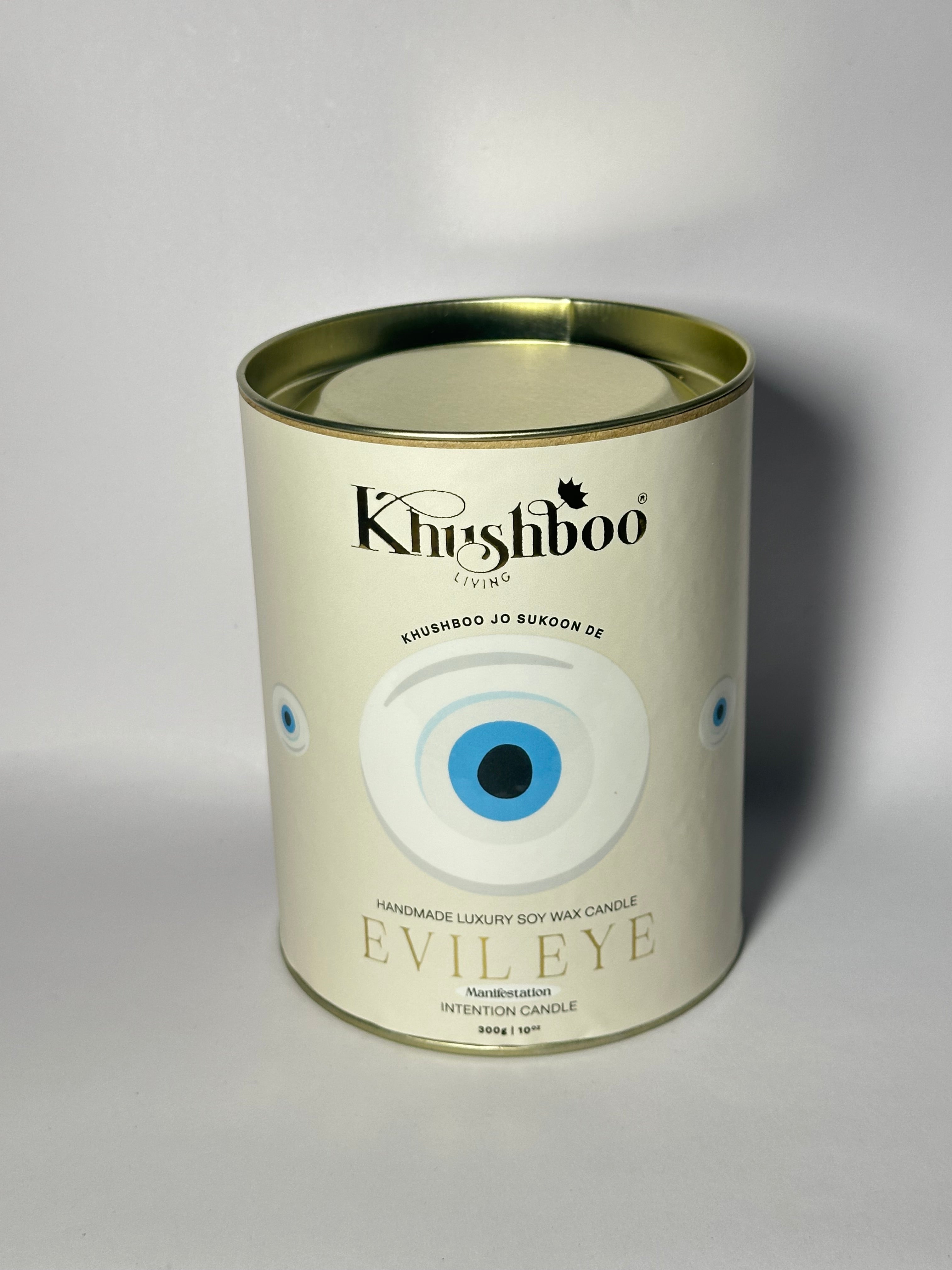 Evil Eye White Manifestation Candle with Real Gemstones & Glass Charm – Manifest Dreams into Reality🤍