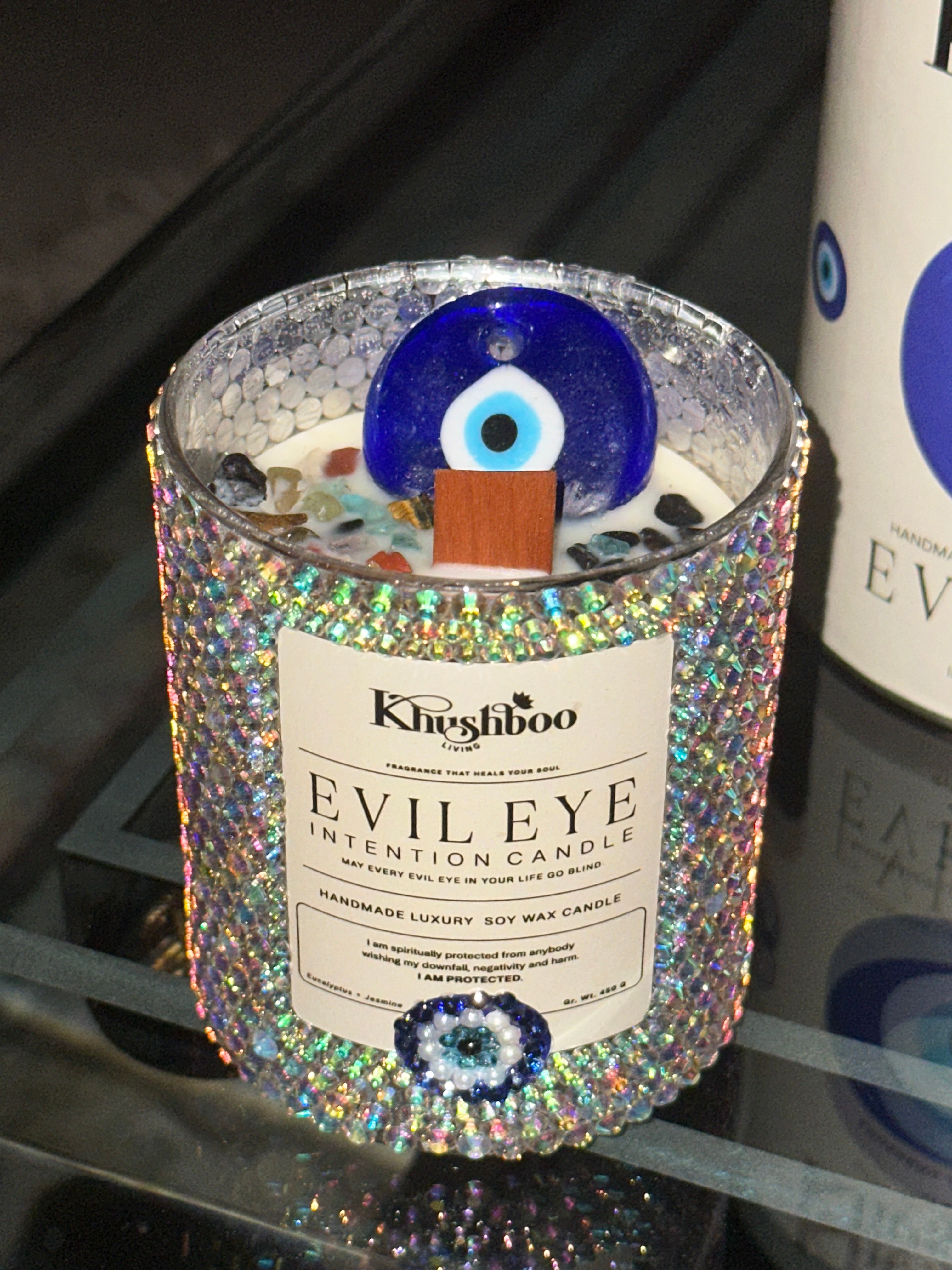 LIMITED EDITION Blinged Luxe Evil Eye Embellished Scented Candle | Khushboo Living x Bling It On