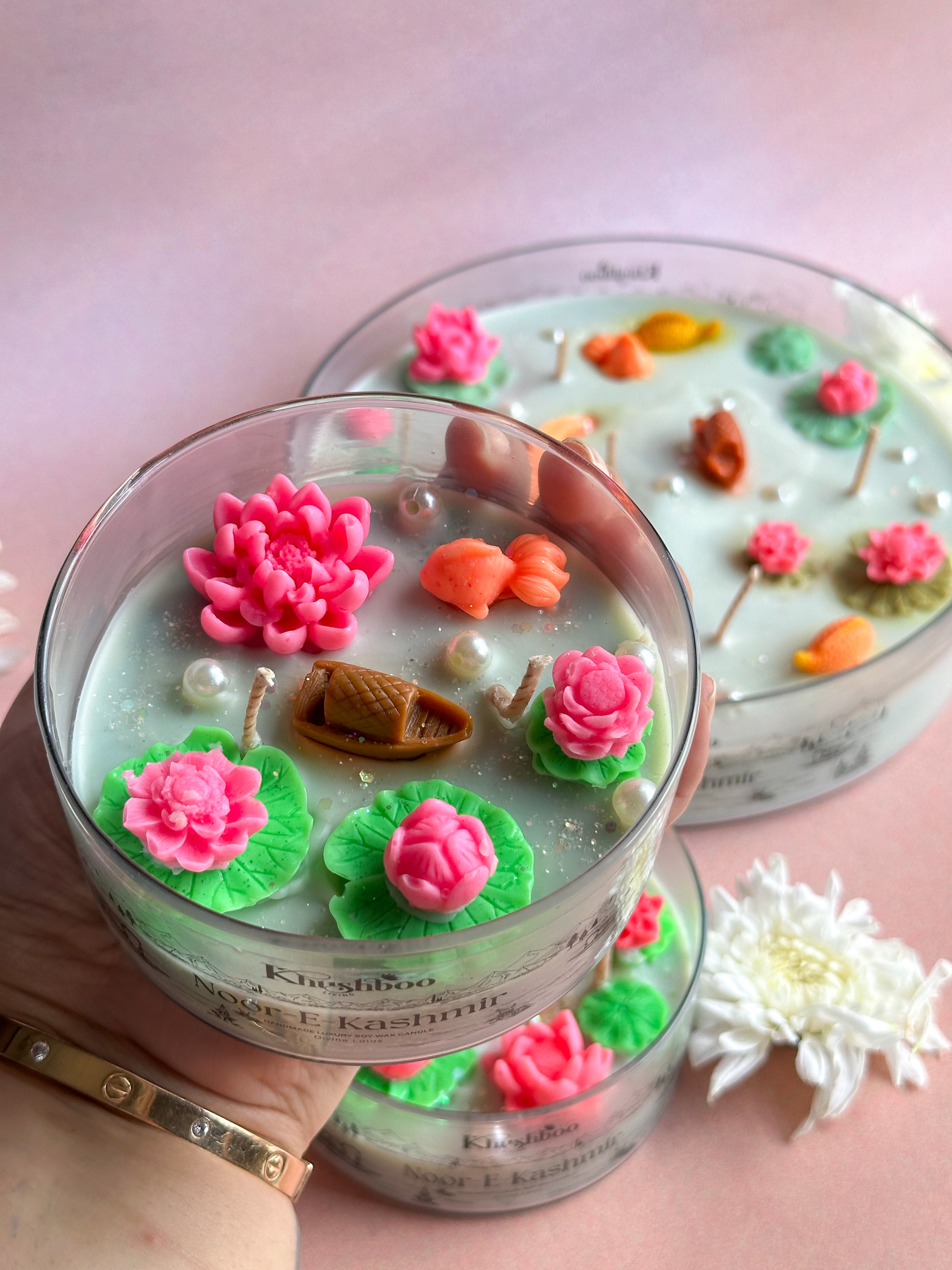 Noor-E-Kashmir 2-Wick Scented Candle (Mini Size) Divine Lotus