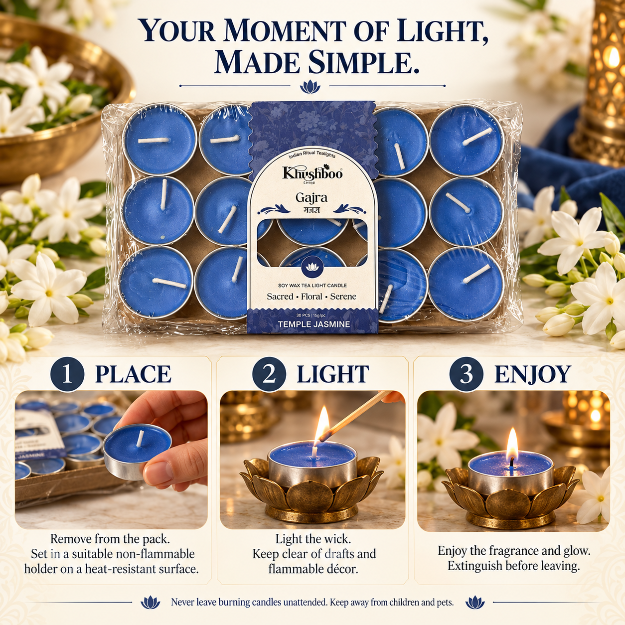 Scented Tealight Set of 30 | Luxury mini candles for home decor