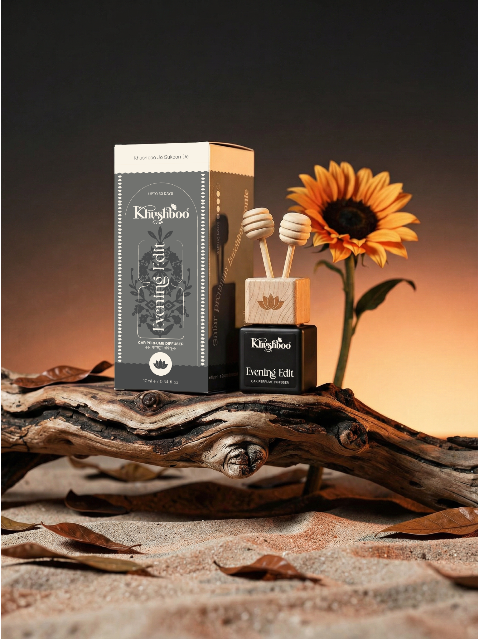 Evening Edit Luxury Car Perfume 10ml | 100% Pure Essential Oil Based Long Lasting Car Air Freshener | Premium Hanging Car Freshener for Interior, Dashboard & Car Accessories