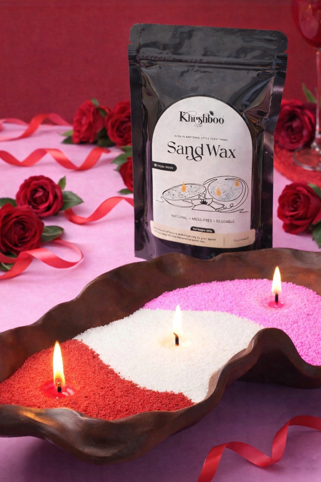 Khushboo Living Sand Wax Candle (with wicks)