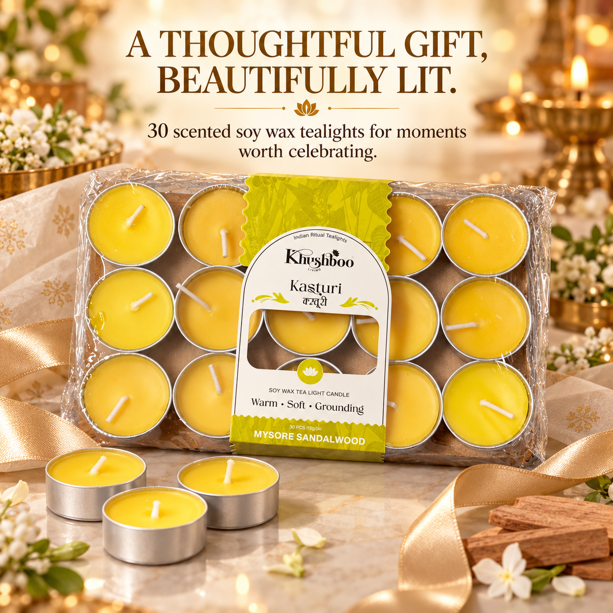 Scented Tealight Set of 30 | Luxury mini candles for home decor