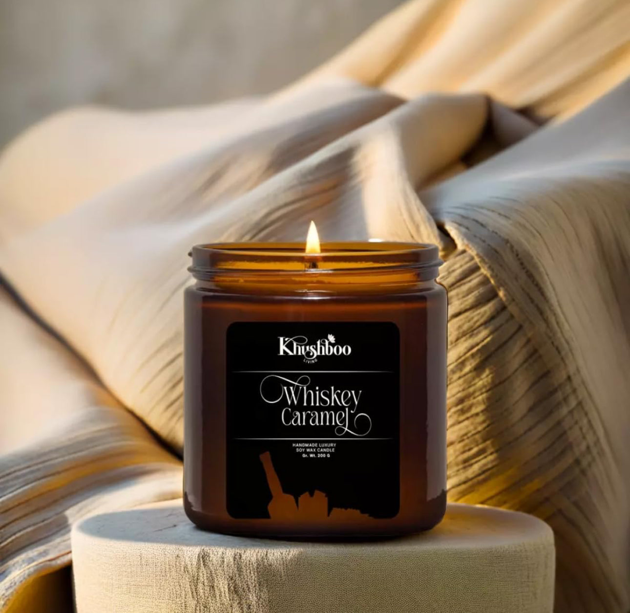Premium Scented Soy Wax Candle 100gms - Whiskey Caramel