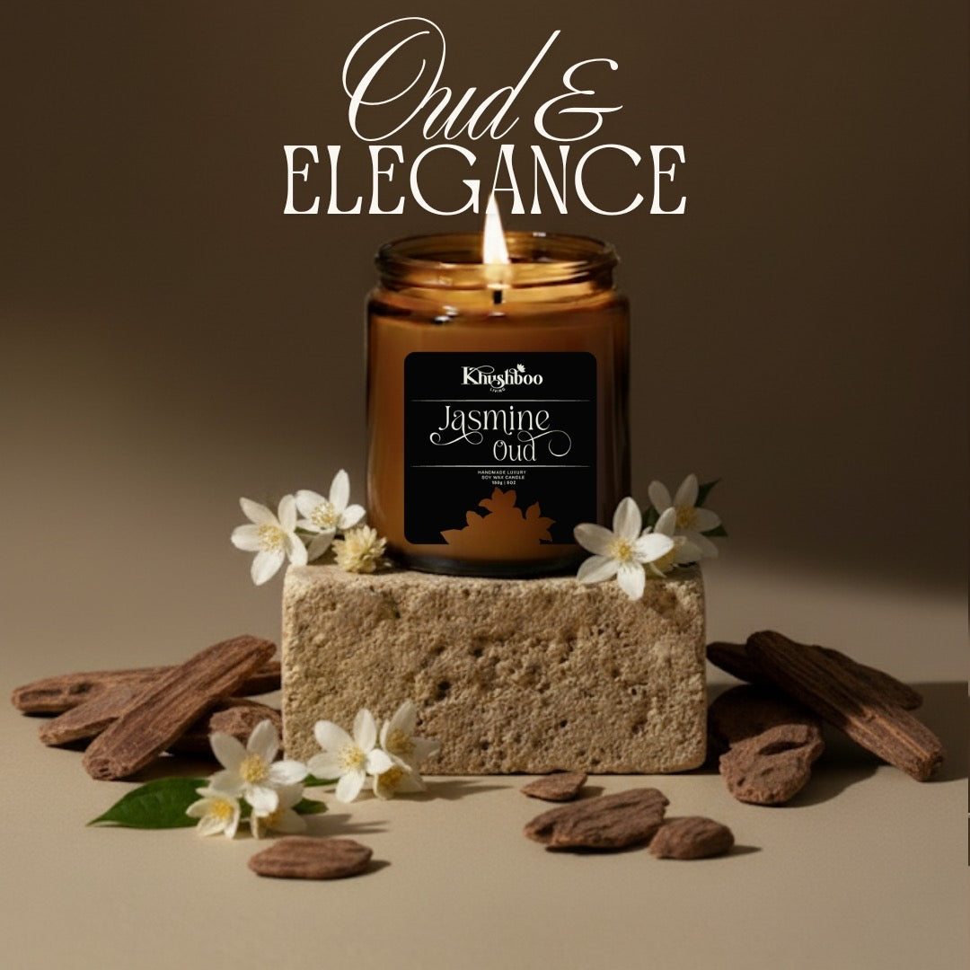 Premium Scented Soy Wax Candle 100gms - Jasmine Oud