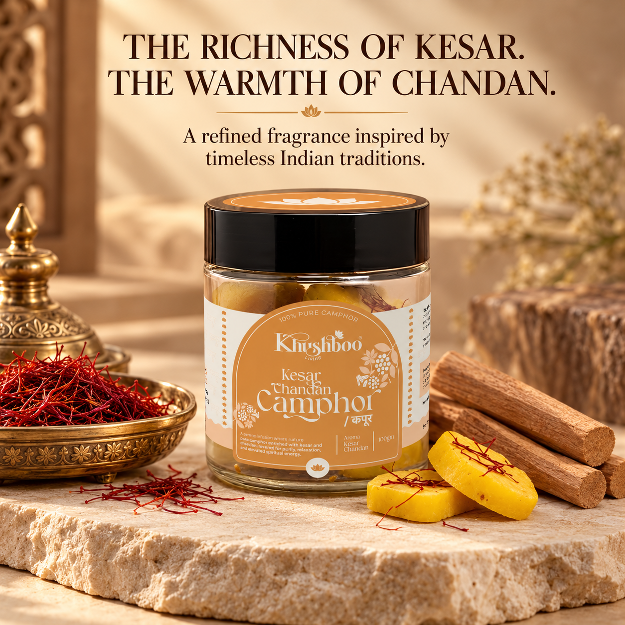 100% Pure Kesar Chandan Camphor 100g