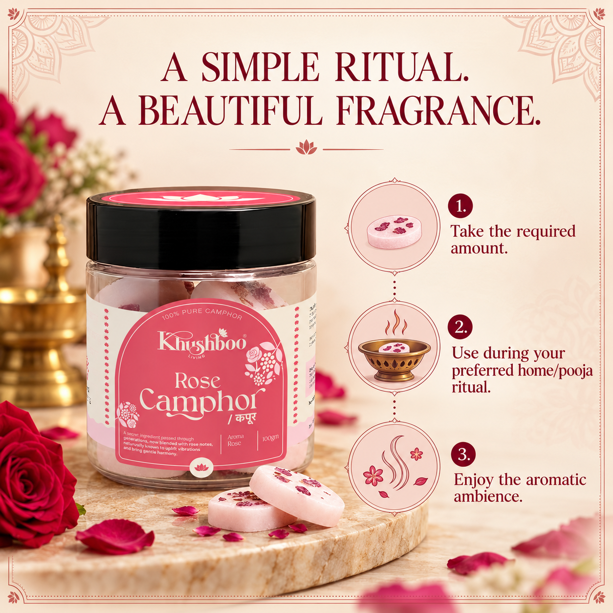 100% Pure Rose Camphor 100g