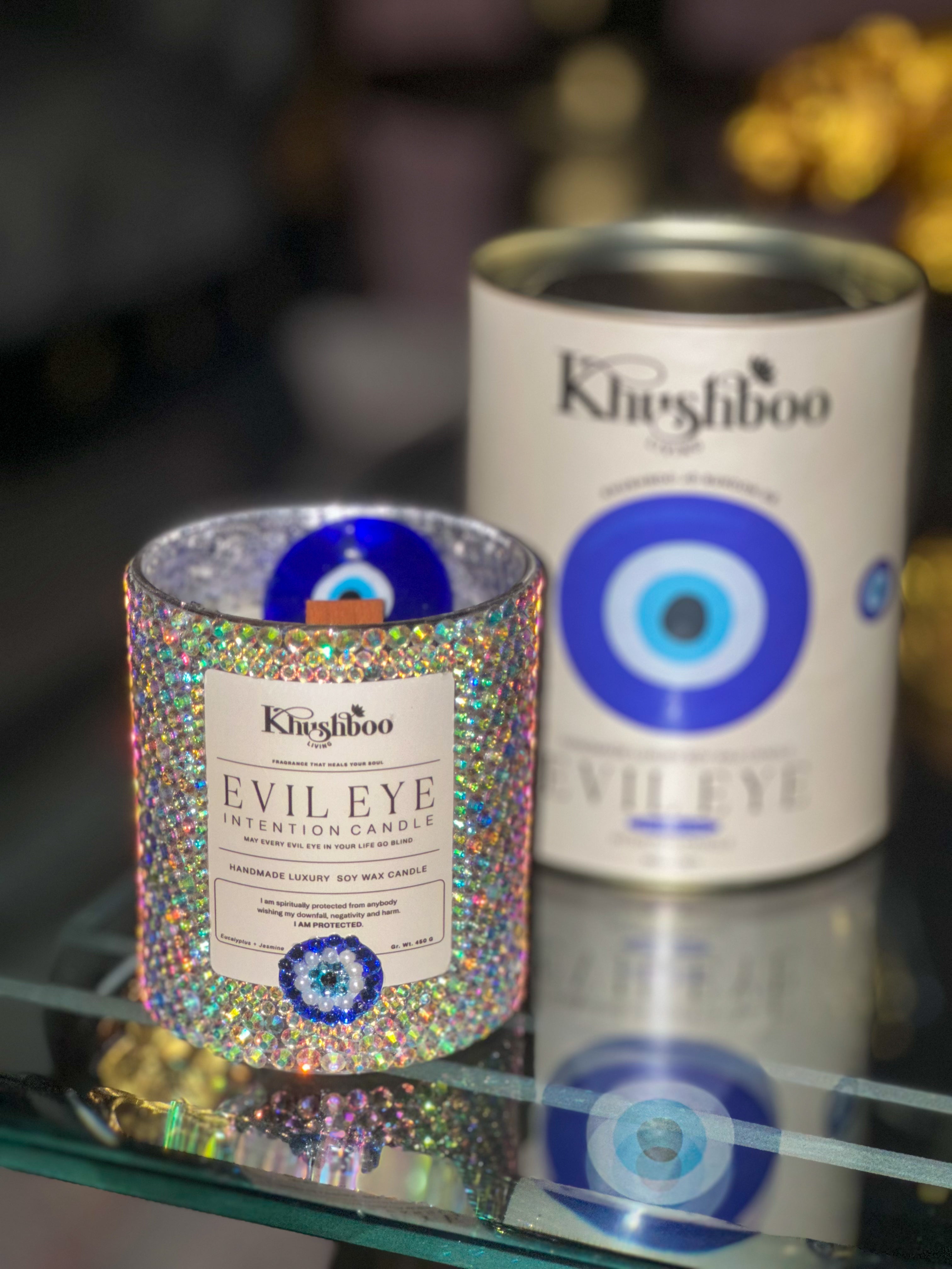 LIMITED EDITION Blinged Luxe Evil Eye Embellished Scented Candle | Khushboo Living x Bling It On
