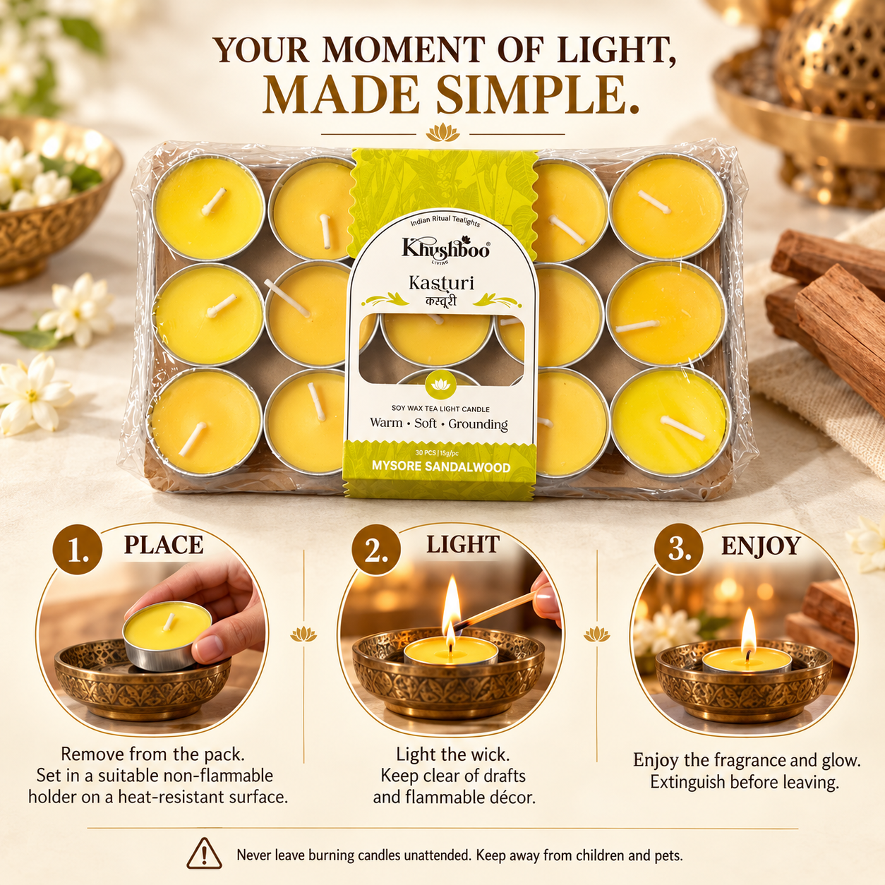 Scented Tealight Set of 30 | Luxury mini candles for home decor
