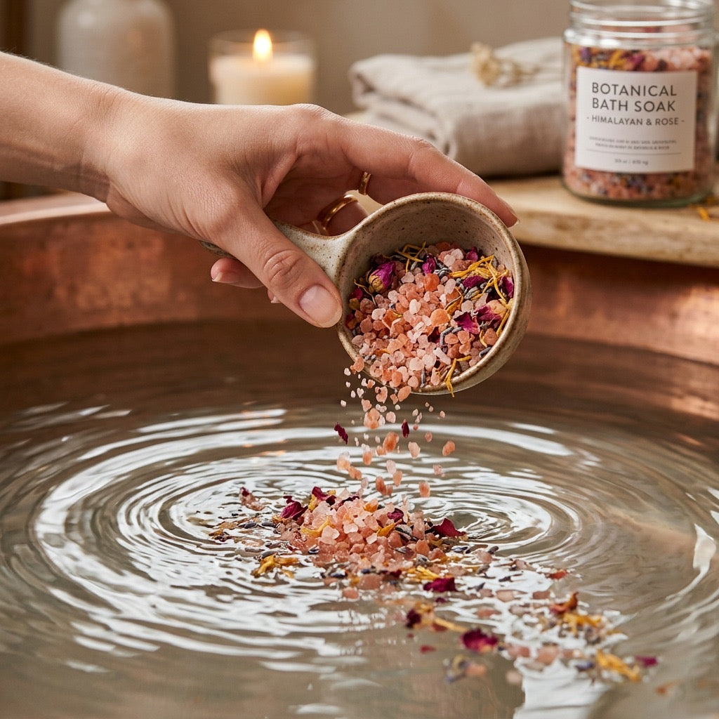 Magnesium Epsom Bath Salt | Muscle Relaxation & Stress Relief | Detox Body, Foot Soak & Spa Bath | Pain Relief, Sleep Support , Natural Magnesium Boost Bath Salt (500g + Wooden Spoon + Rose Quartz Tumble Gemstone)