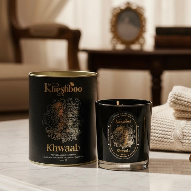 Khwaab – Handmade Luxury Soy Wax Candle | Apple Wine, Bergamot, Cinnamon & Lemongrass | Ruhani Roshni Collection