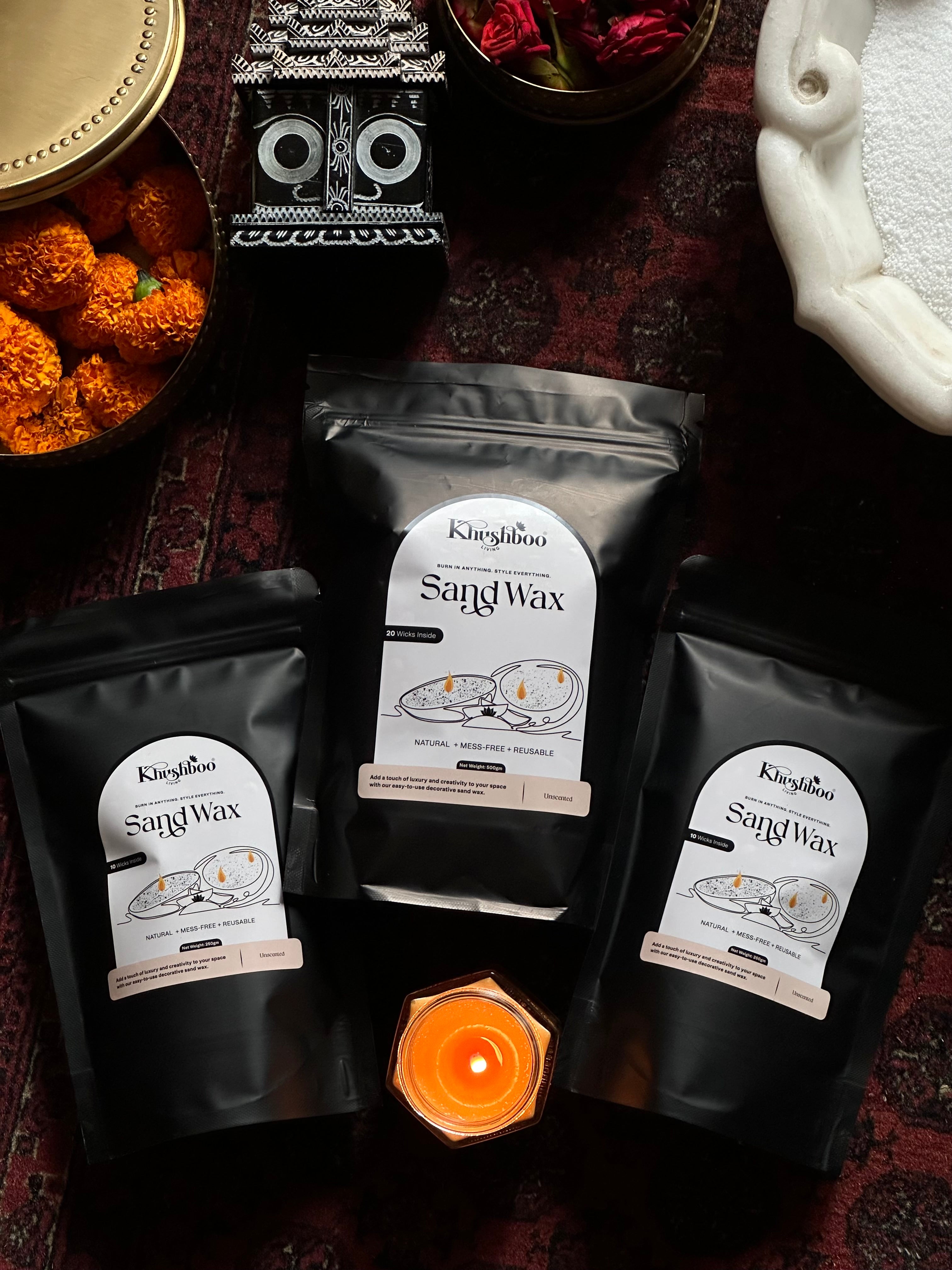 Pearl Sand Wax Candle Diy (with wicks)