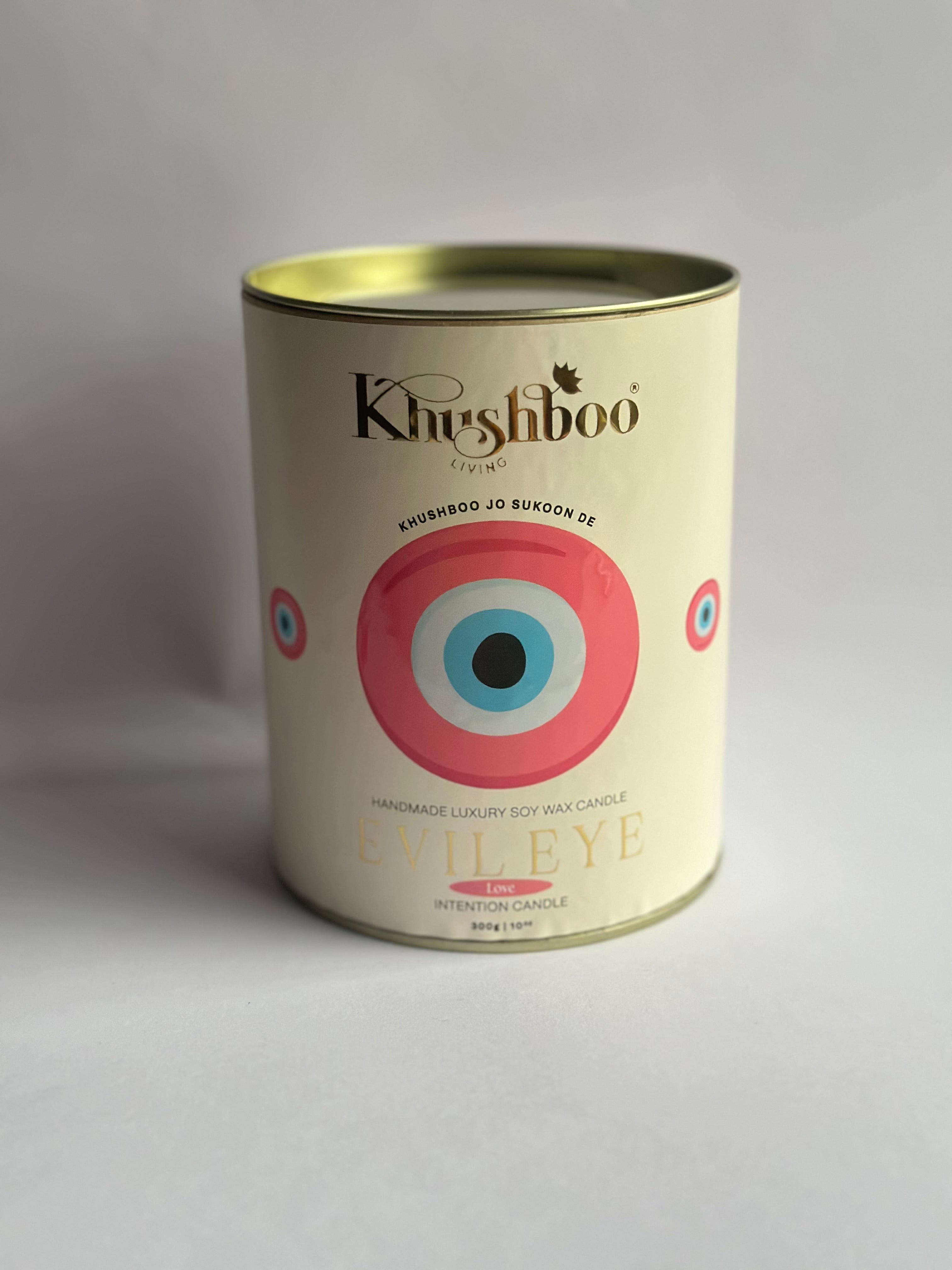 Evil Eye Pink Love Candle with Real Gemstones & Glass Charm – Attract Love & Positivity 🩷 Bulgarian rose