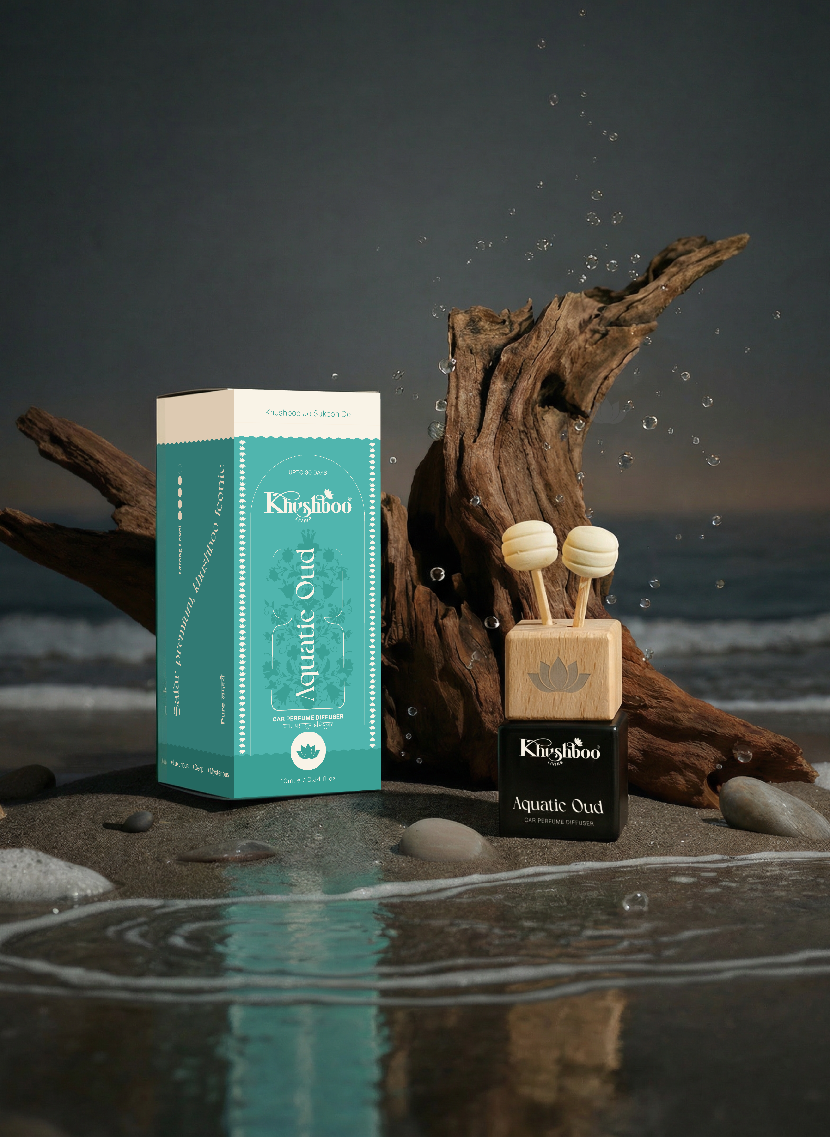 Aquatic Oud Luxury Car Perfume 10ml | 100% Pure Essential Oil Based Long Lasting Car Air Freshener | Premium Hanging Car Freshener for Interior, Dashboard & Car Accessories