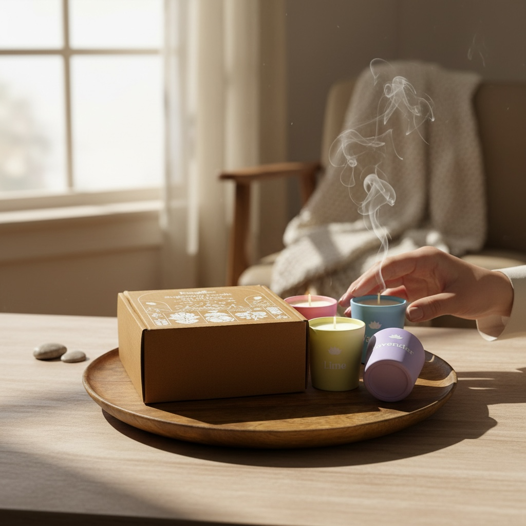 Khushoo Living Sugandha Set of 4 Scented Candles (100g x 4) – Inspired by Indian Household Fragrances