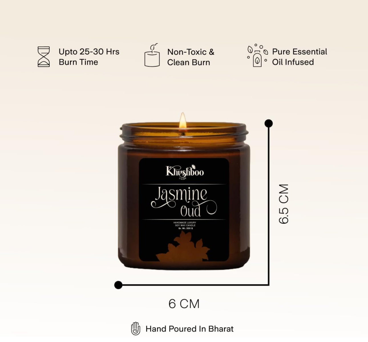 Premium Scented Soy Wax Candle 100gms - Jasmine Oud