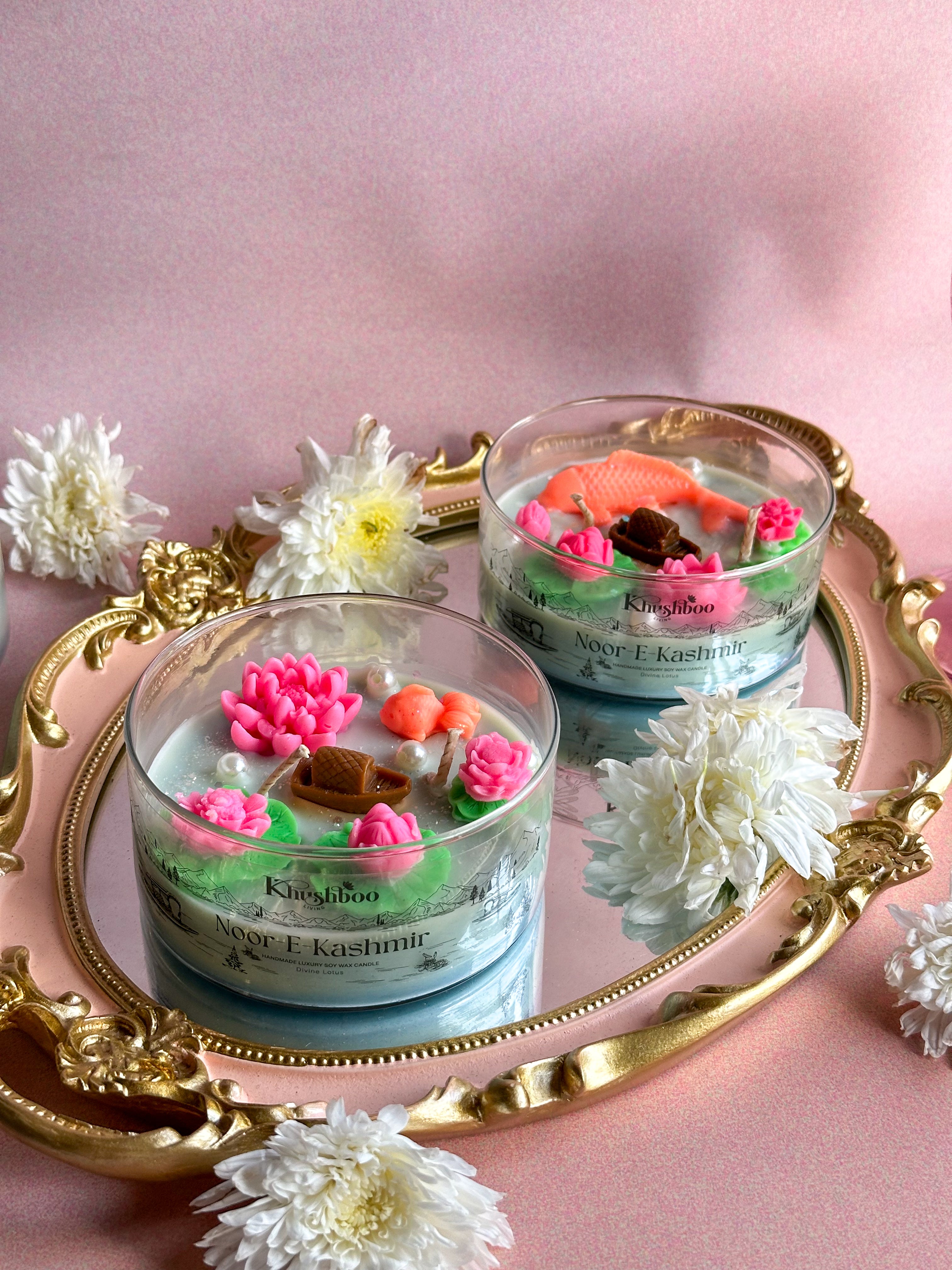 Noor-E-Kashmir 2-Wick Scented Candle (Mini Size) Divine Lotus