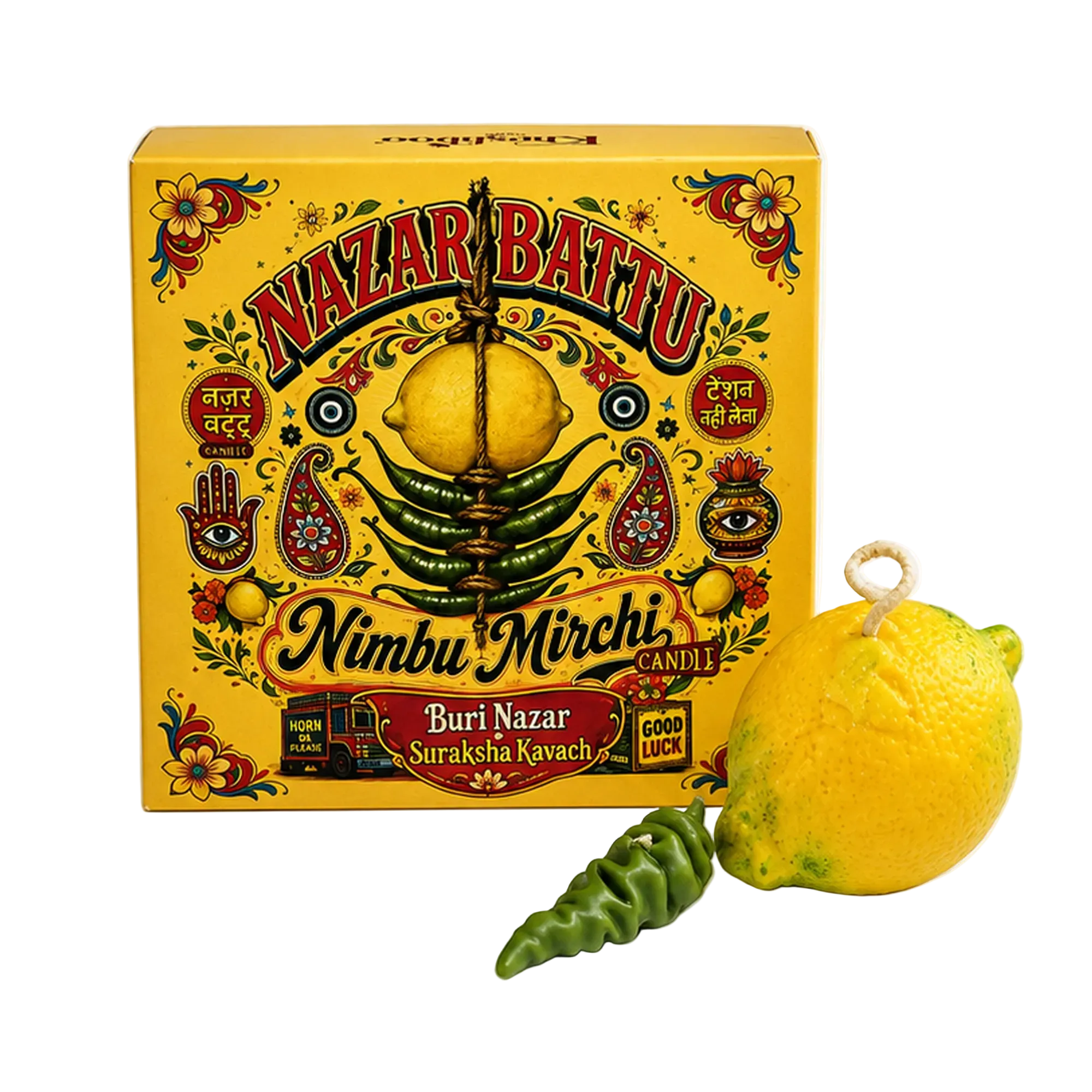 Nimbu Mirchi Giftbox Candle — Nazar Battu Inspired | Diwali Gifting