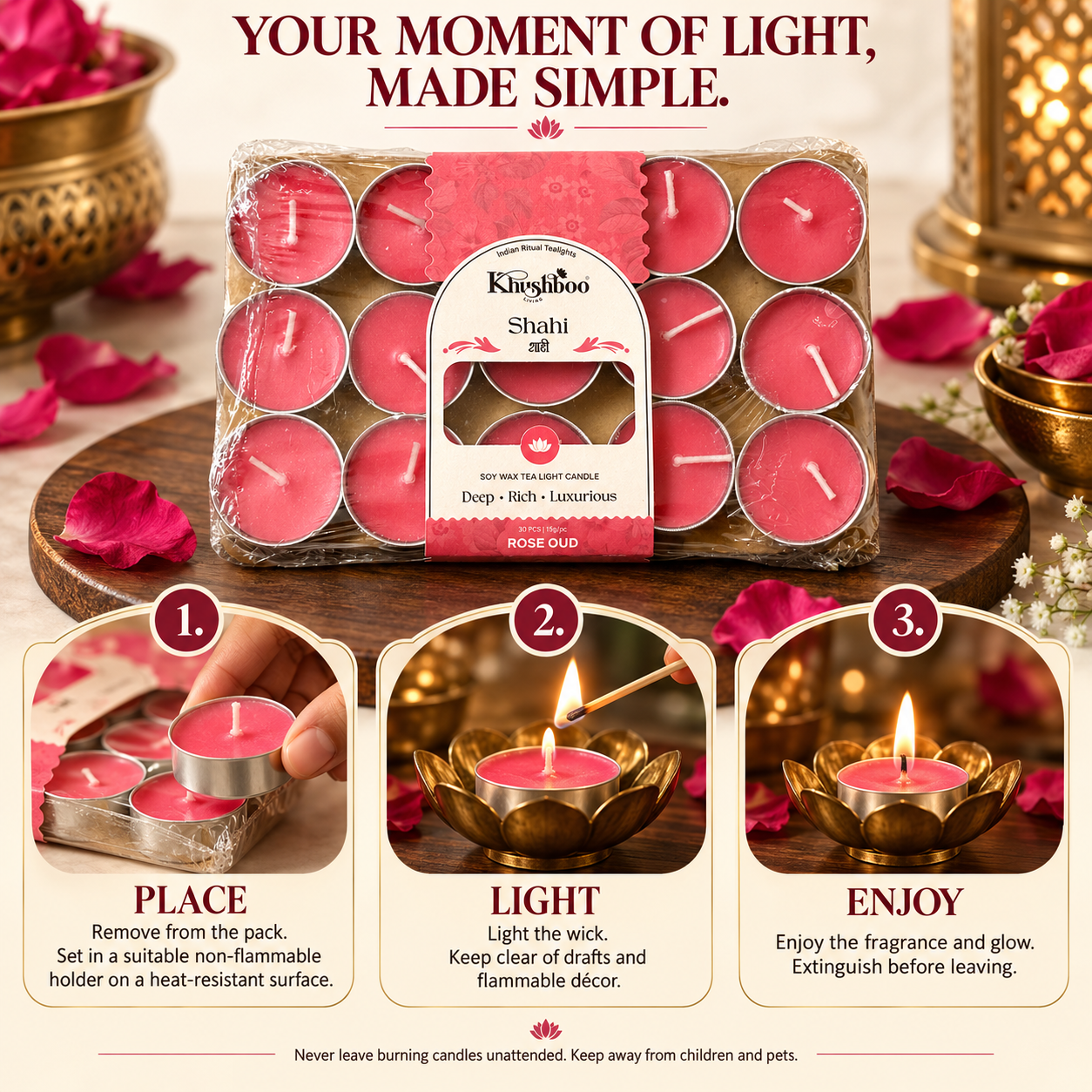 Scented Tealight Set of 30 | Luxury mini candles for home decor