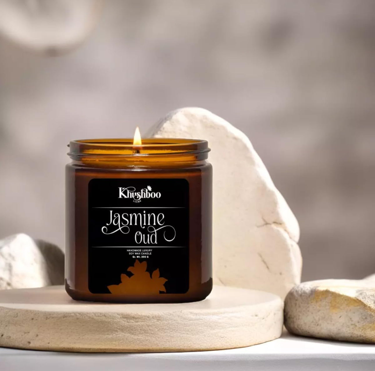 Premium Scented Soy Wax Candle 100gms - Jasmine Oud